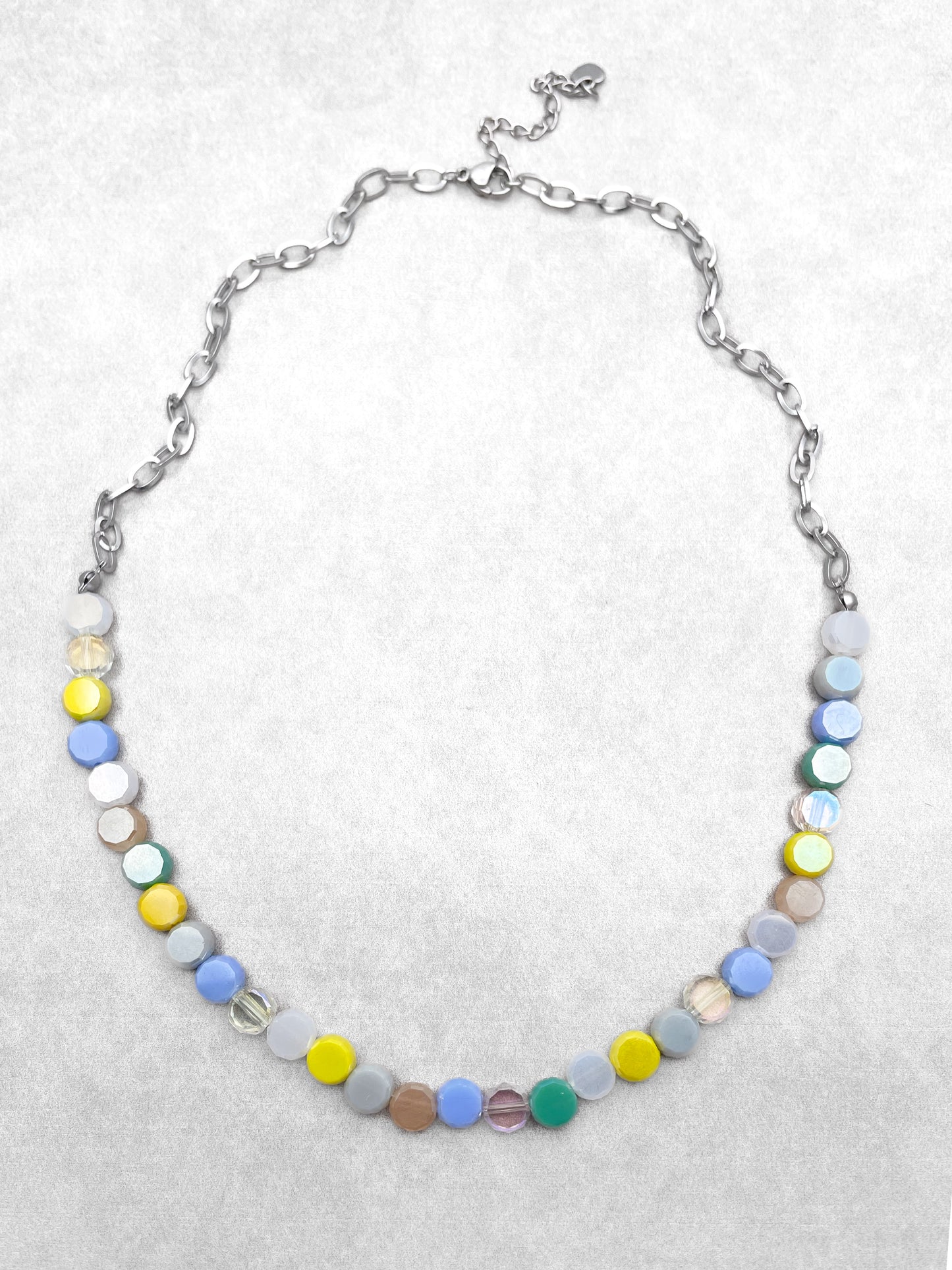 Handcrafted Necklace – Glass Beads & Stainless Steel