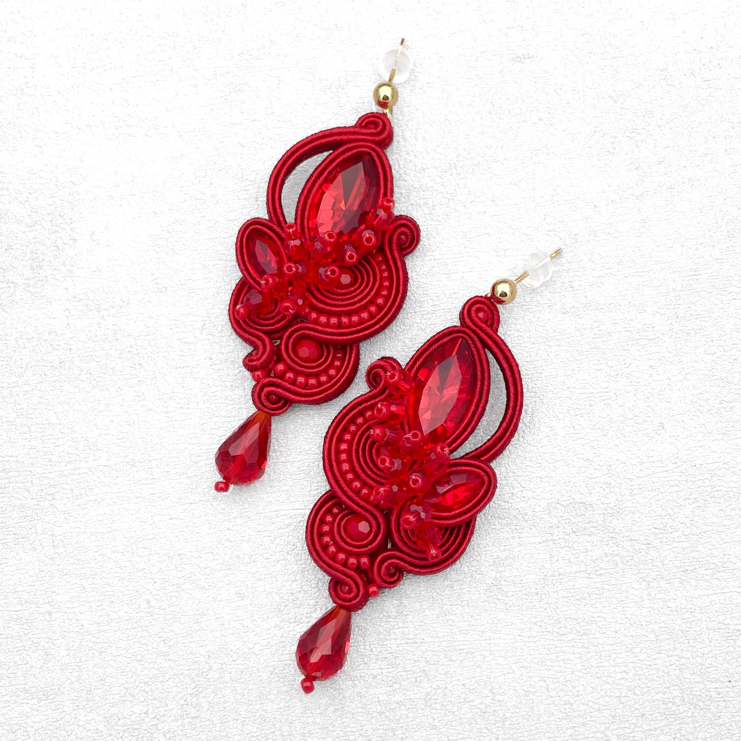 Handmade Red Soutache Earrings – Exclusive and Statement Jewellery