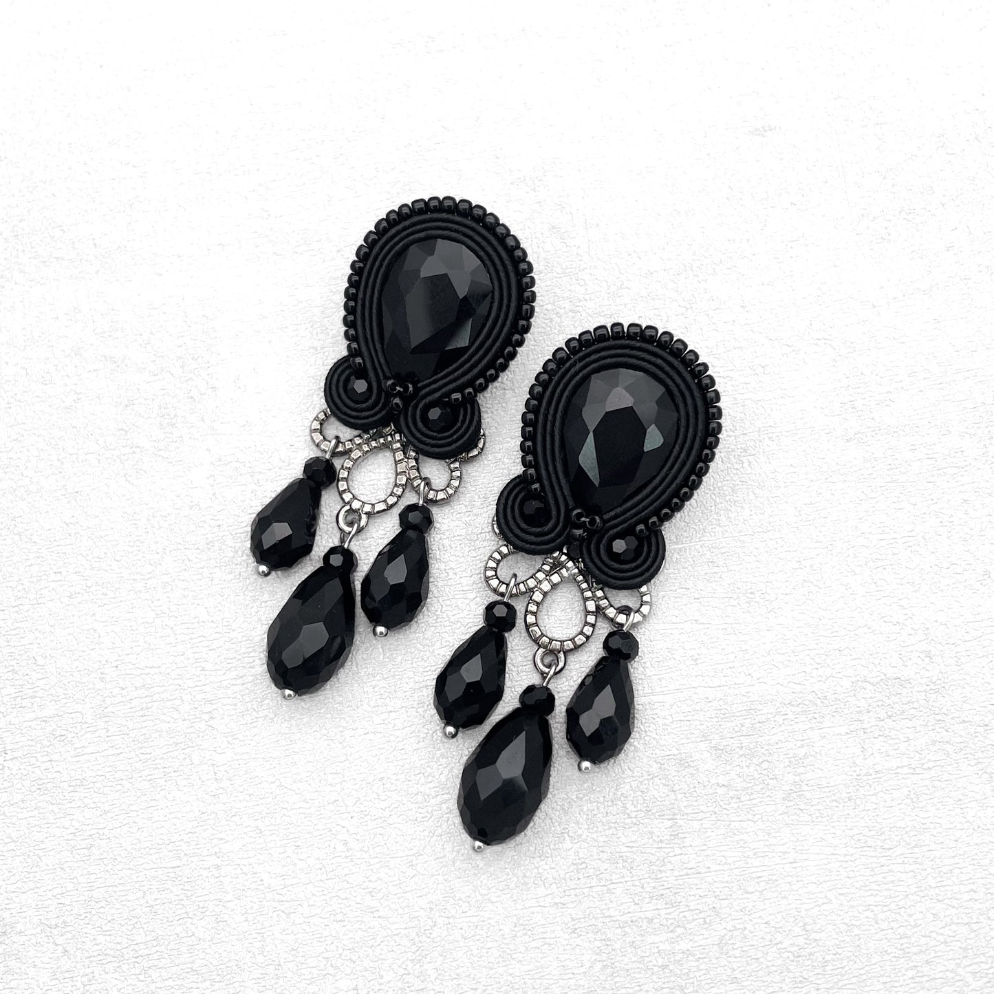 Original Handmade Black Soutache Earrings – Ethnic Style