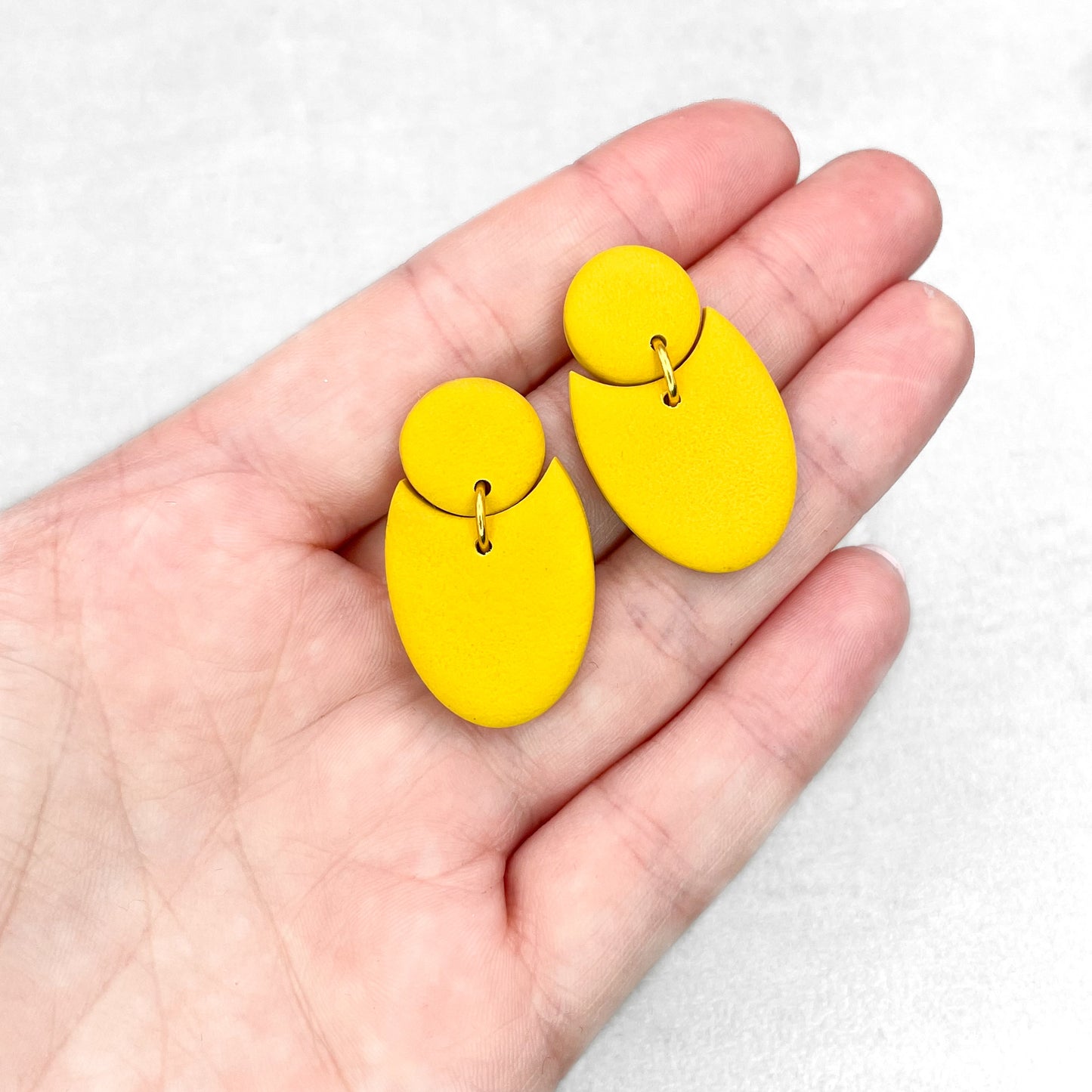 Handmade Yellow Geometric Earrings – Stylish Polymer Clay Jewellery