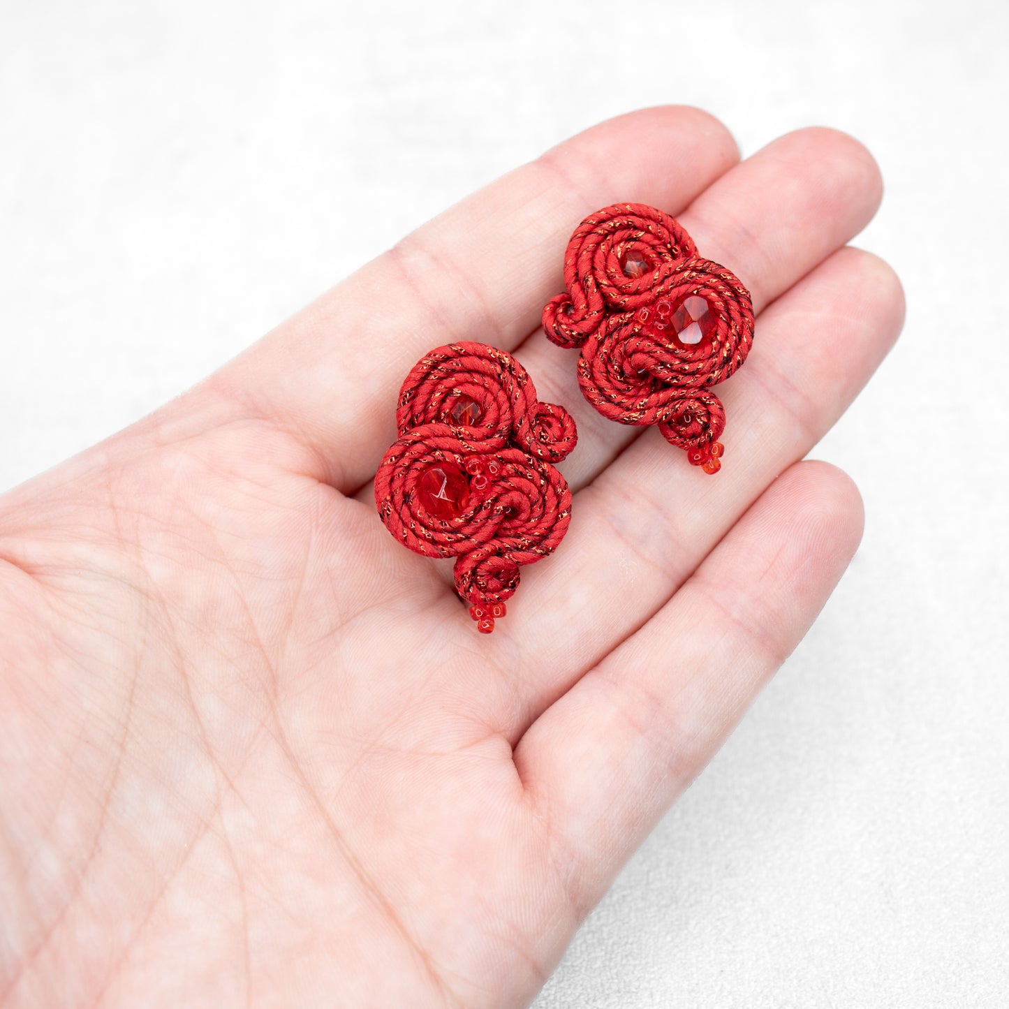 Handmade Red Soutache Earrings – Chic and Statement Jewellery