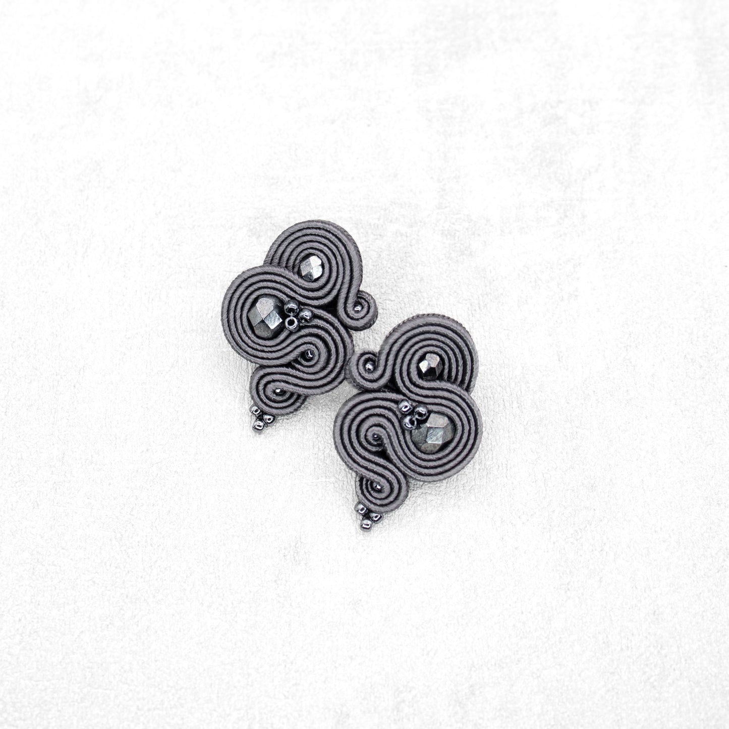 Handmade Dark Grey Soutache Earrings – Casual Elegance Jewellery