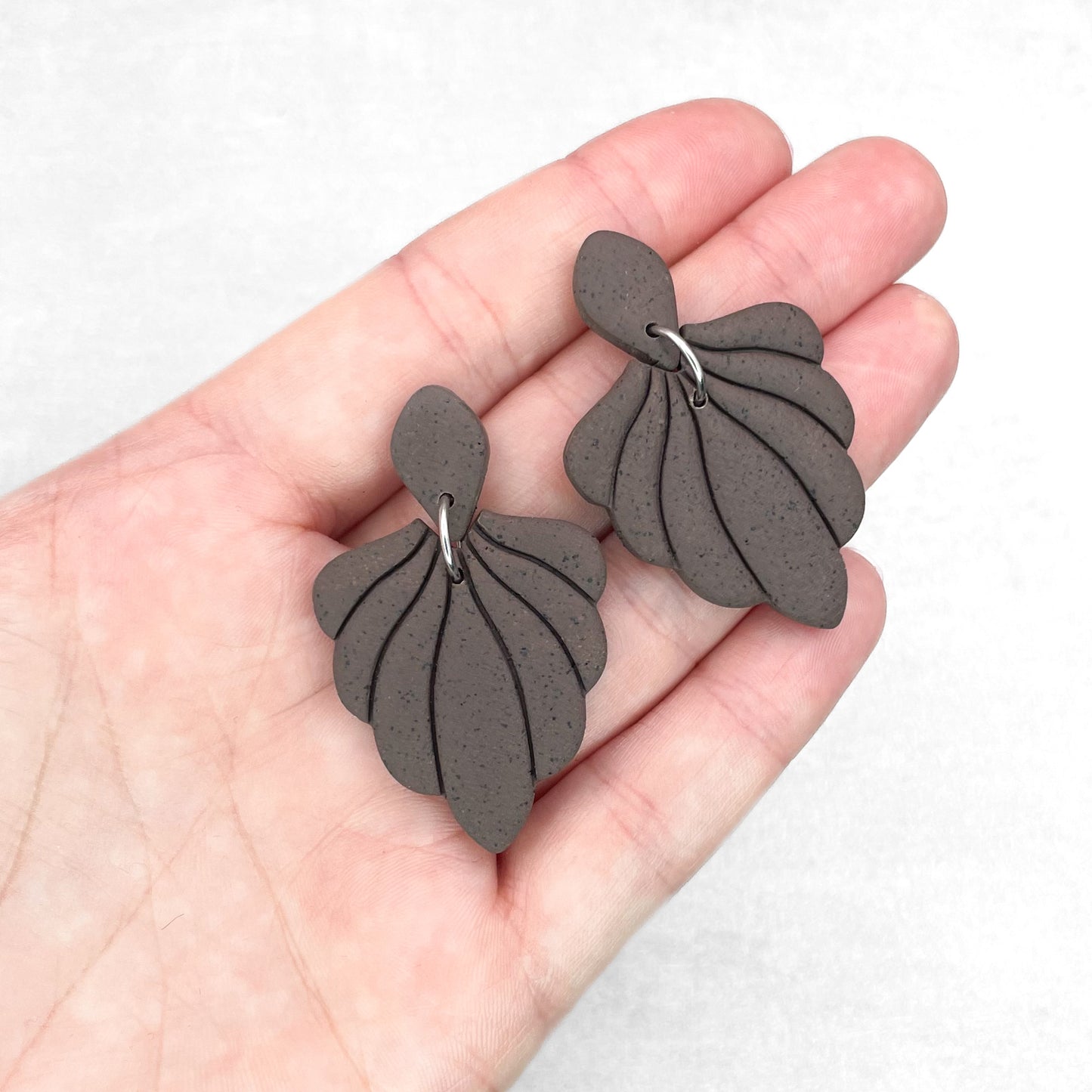 Handmade Brown Shell Earrings – Polymer Clay Jewellery