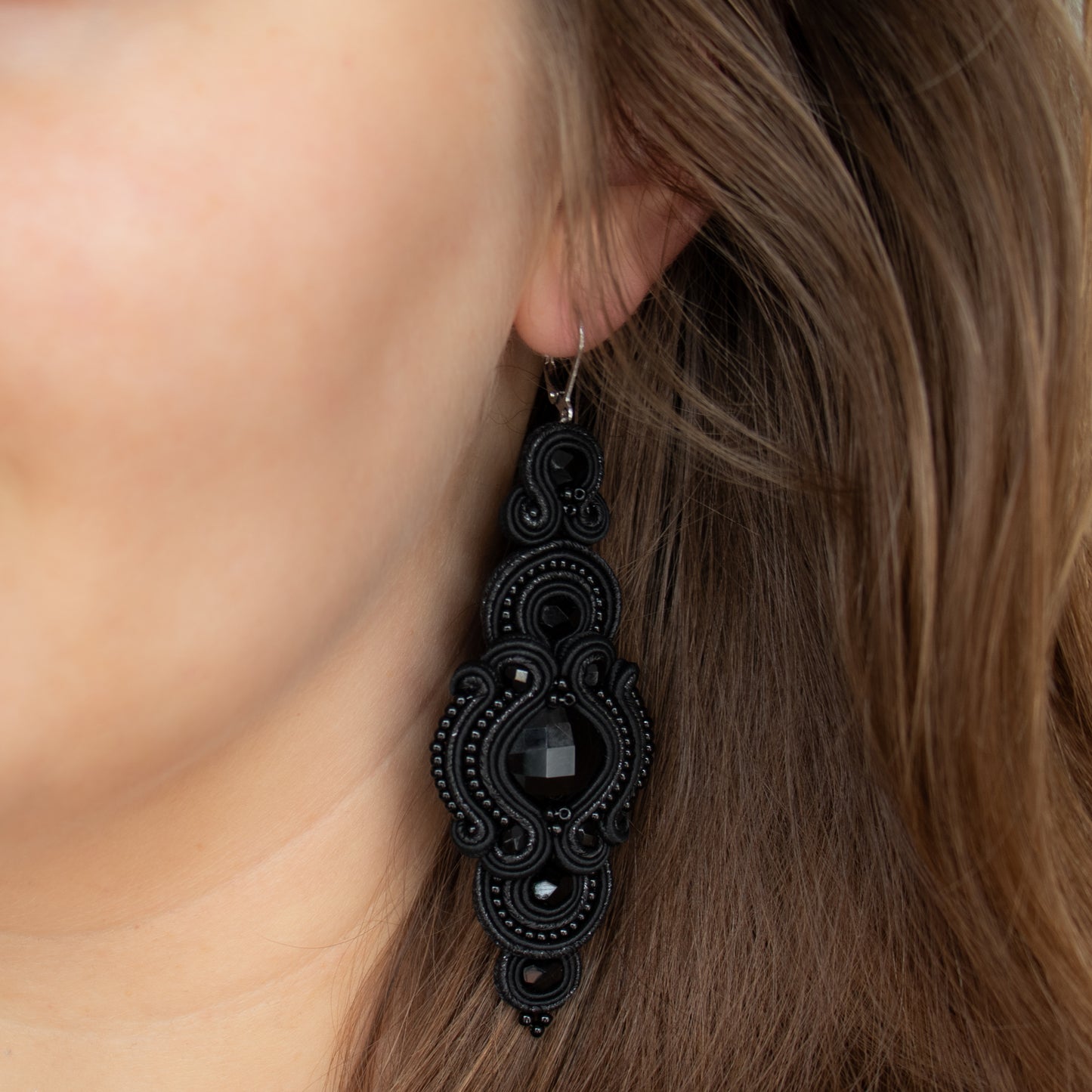 Handmade Black Soutache Earrings – Original Jewellery