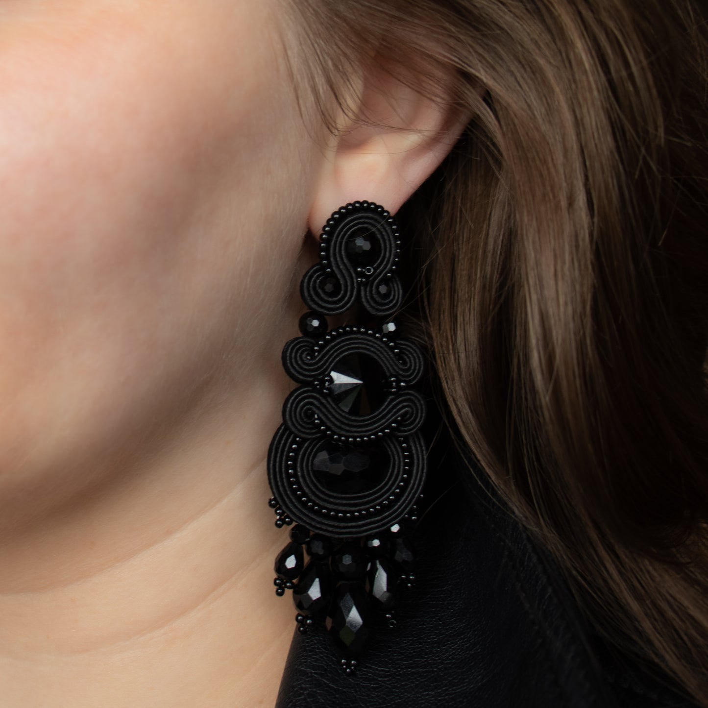 Exclusive and Unique Handmade Black Soutache Earrings – Ethnic Style