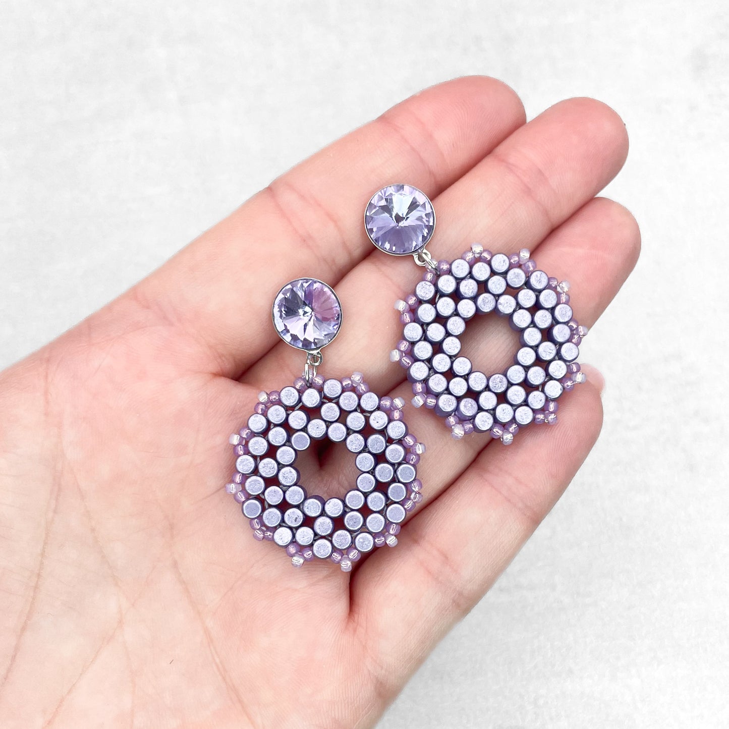 Unique Handmade Violet Earrings with MINOS PAR PUCA Beads
