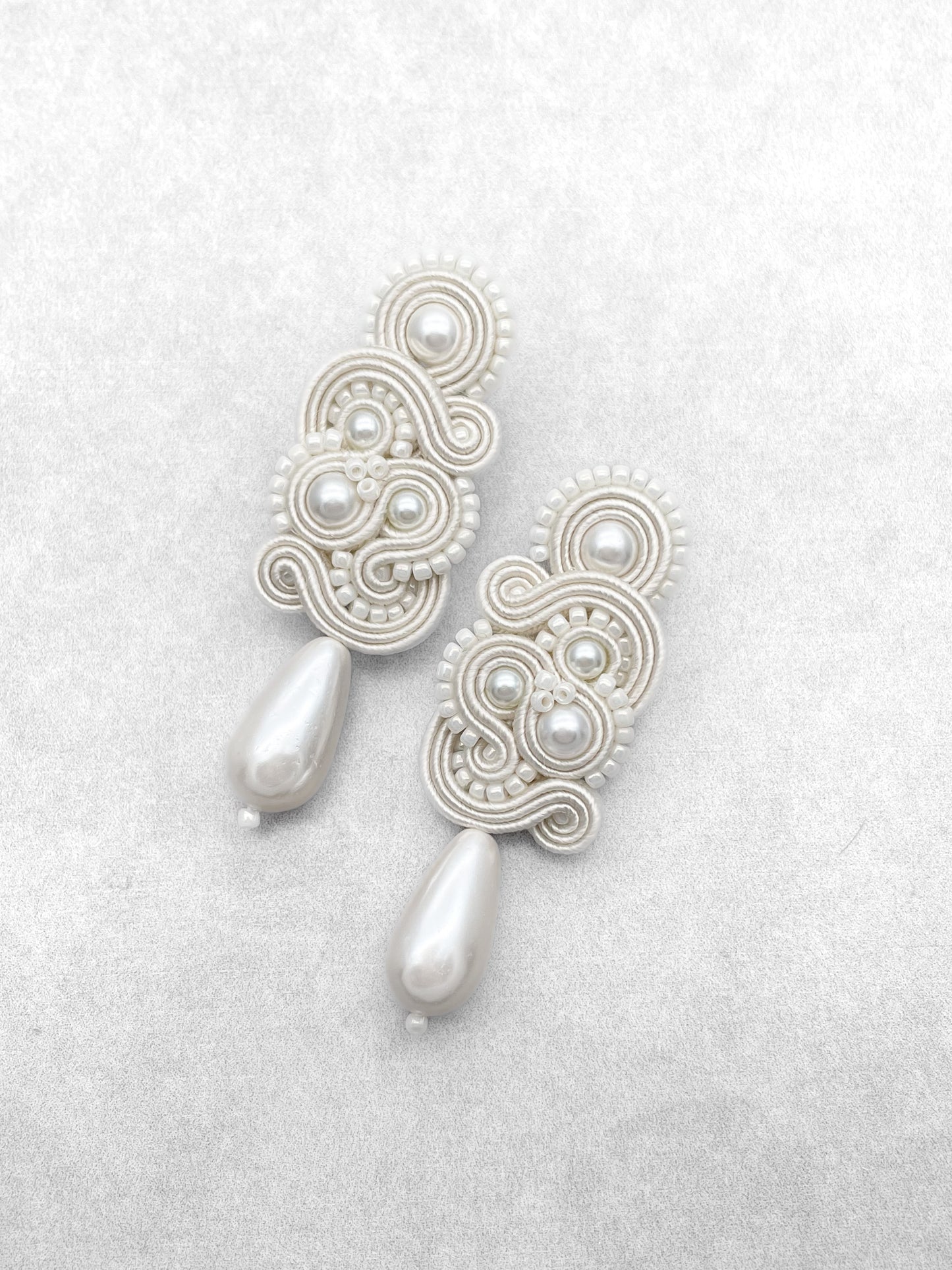 Handmade Bridal Ivory Earrings – Elegant and Unique Soutache Jewellery