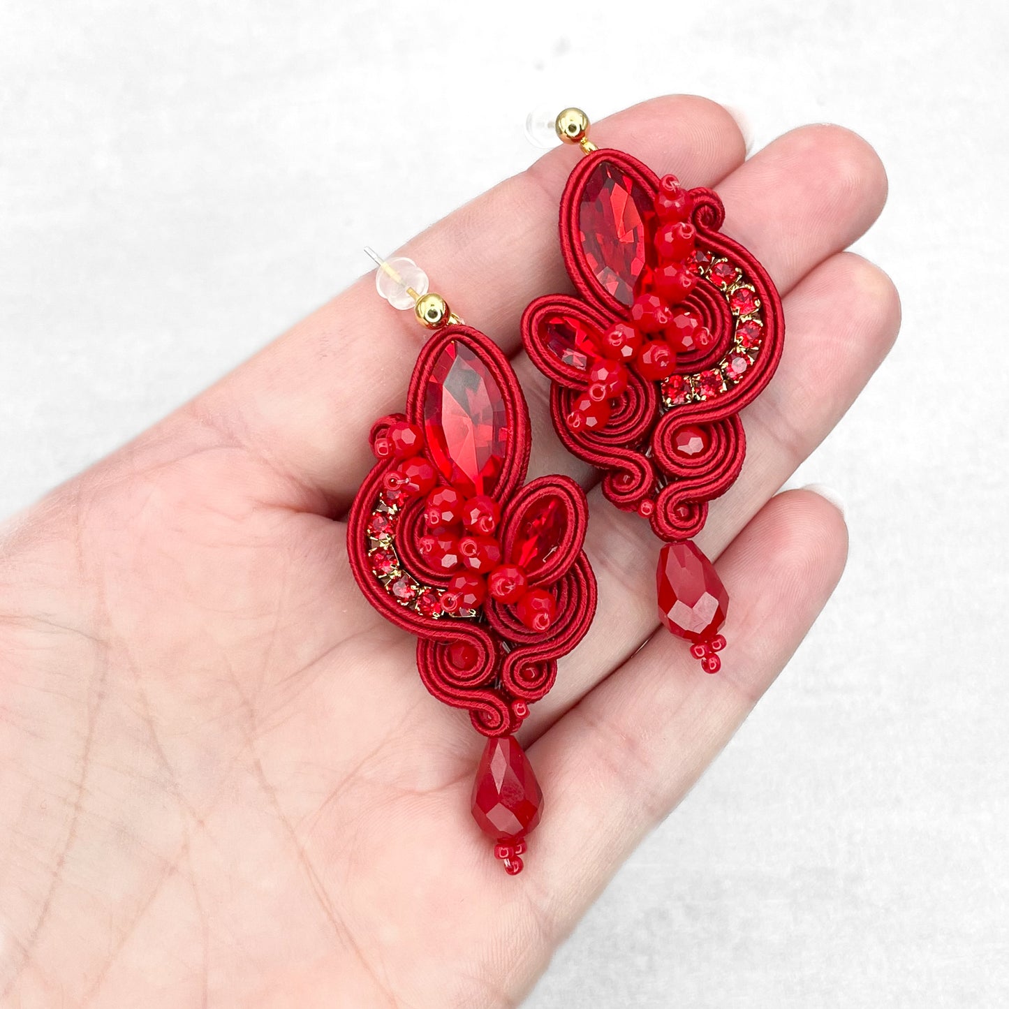 Handmade Red Soutache Earrings – Exclusive and Statement Jewellery