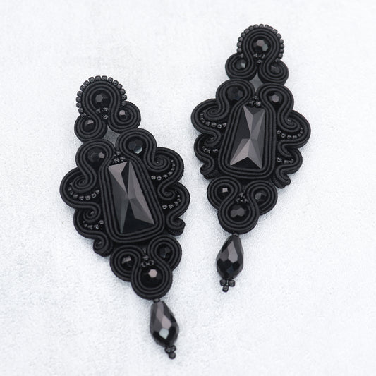 Black soutache earrings. Handmade earrings. Unique and exclusive earrings.