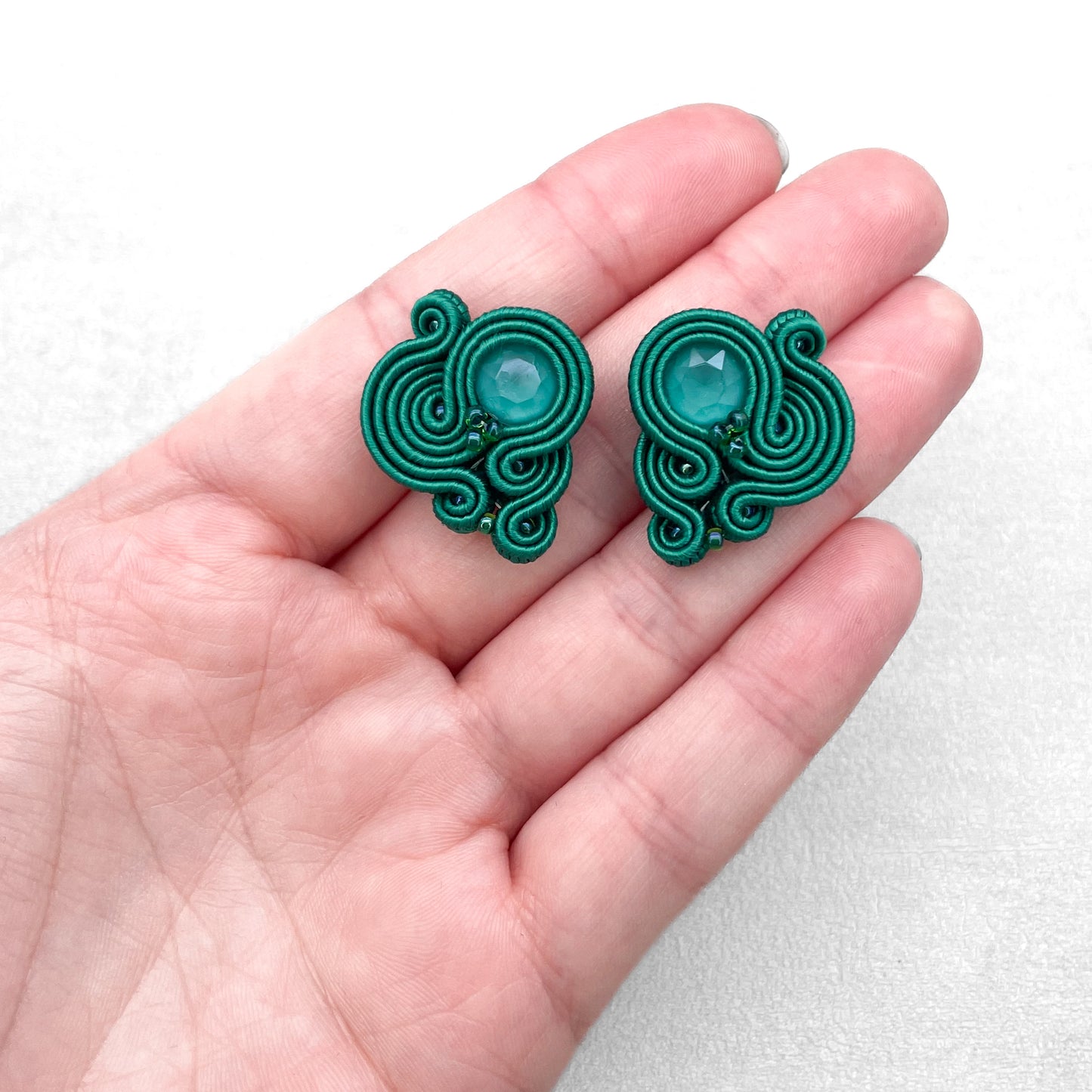 Handmade Dark Emerald Soutache Earrings – Stylish and Unique Jewellery