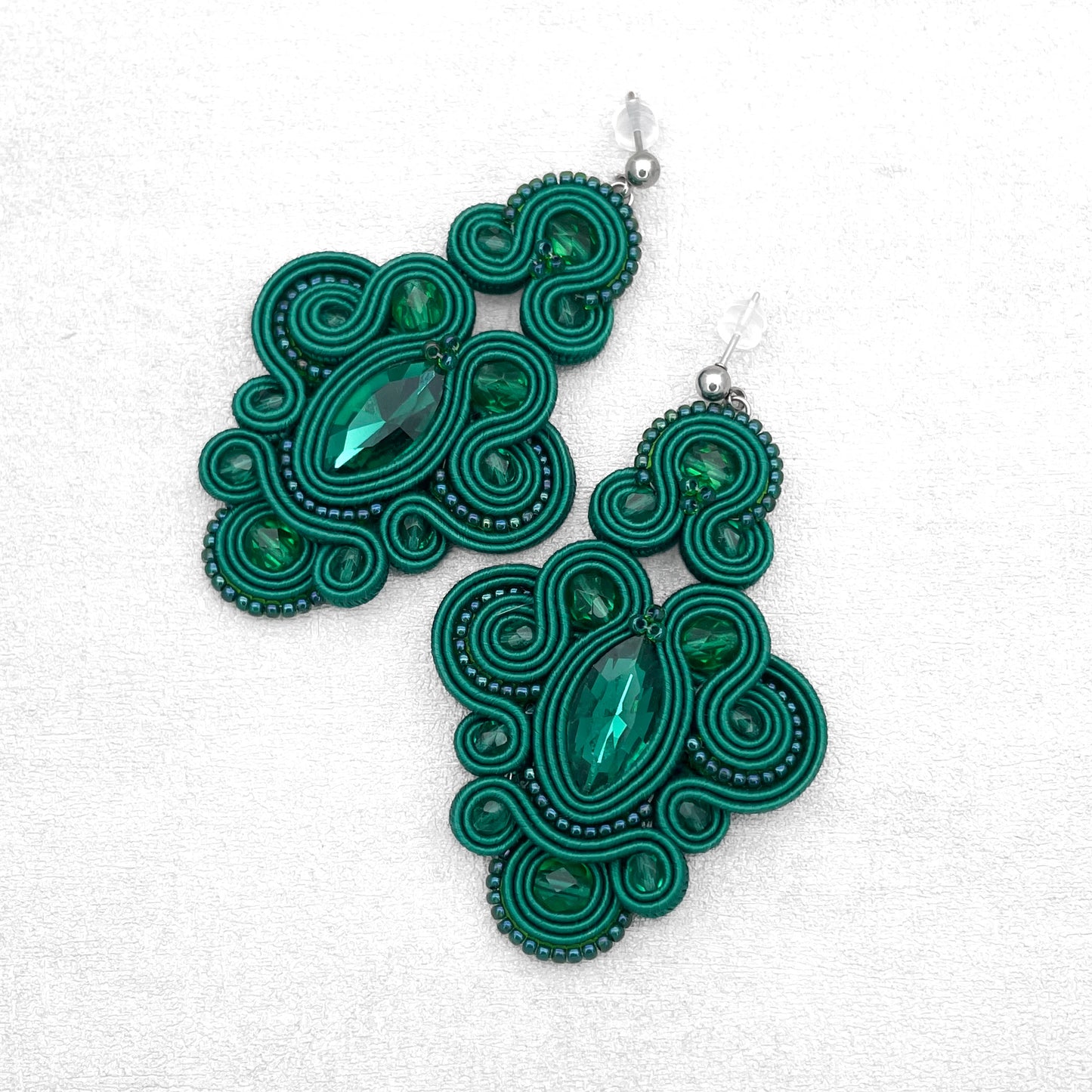 Handmade Emerald Soutache Earrings – Original Design Jewellery