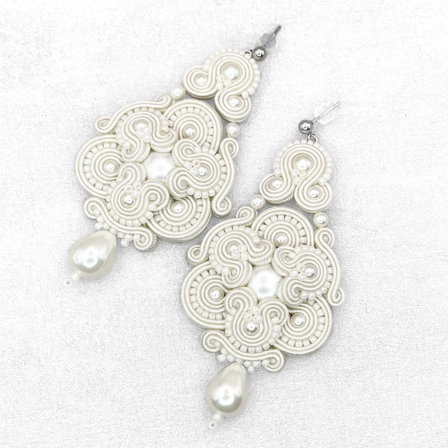 Handmade Ivory Soutache Wedding Earrings – Luxurious and Sophisticated Jewellery