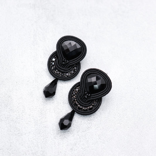 Black soutache earrings. Unique handmade earrings.