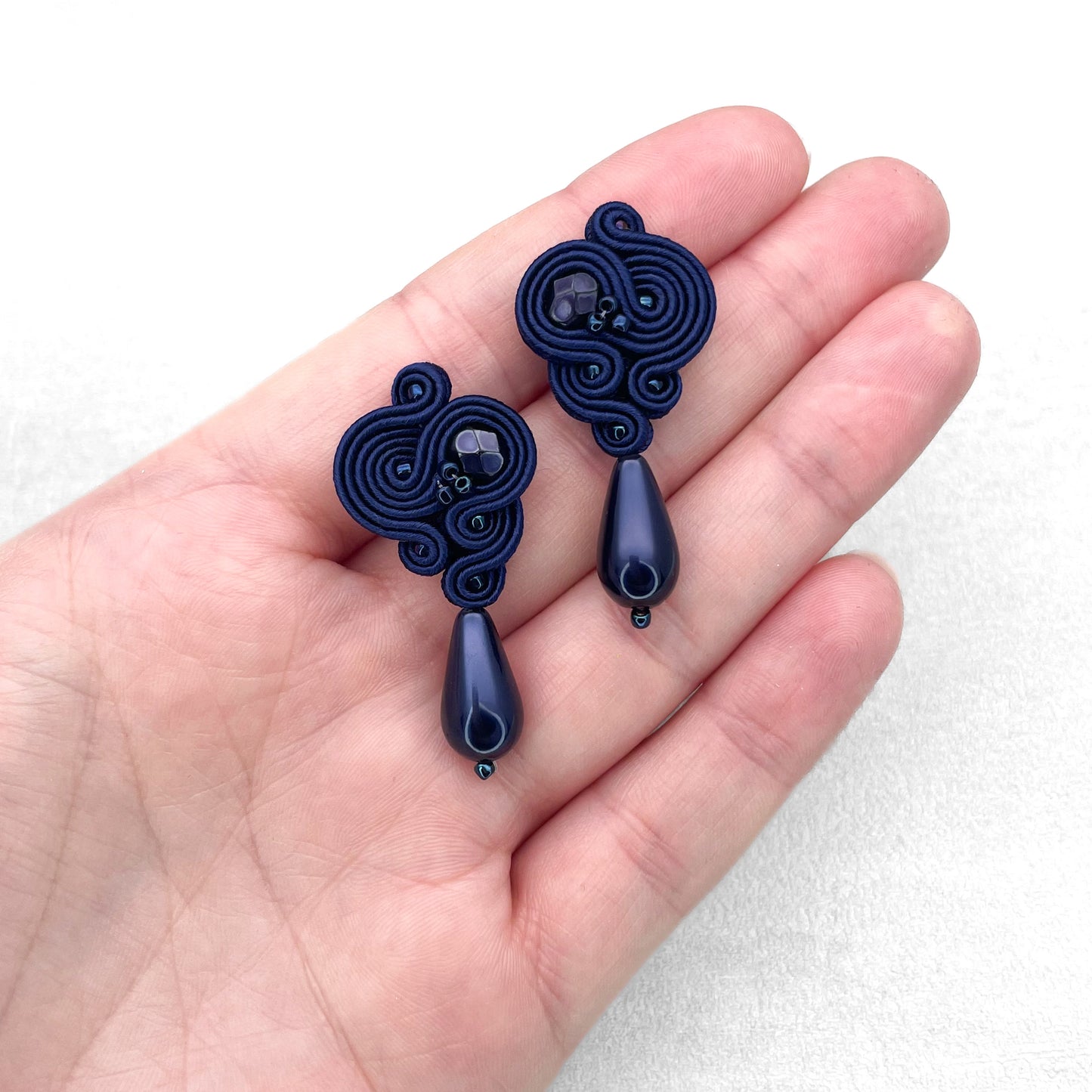 Handmade Dark Saphhire Soutache Earrings – Unique and Elegant Jewellery