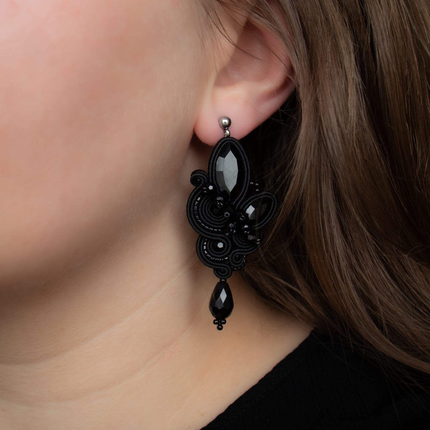 Handmade Black Soutache Earrings – Exclusive and Elegant Jewellery