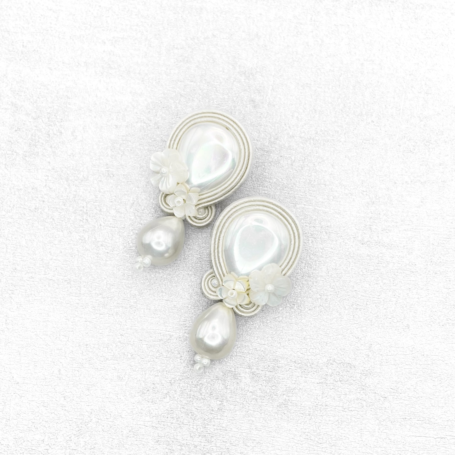 Handmade Bridal Soutache Earrings – Elegant Ivory Jewellery