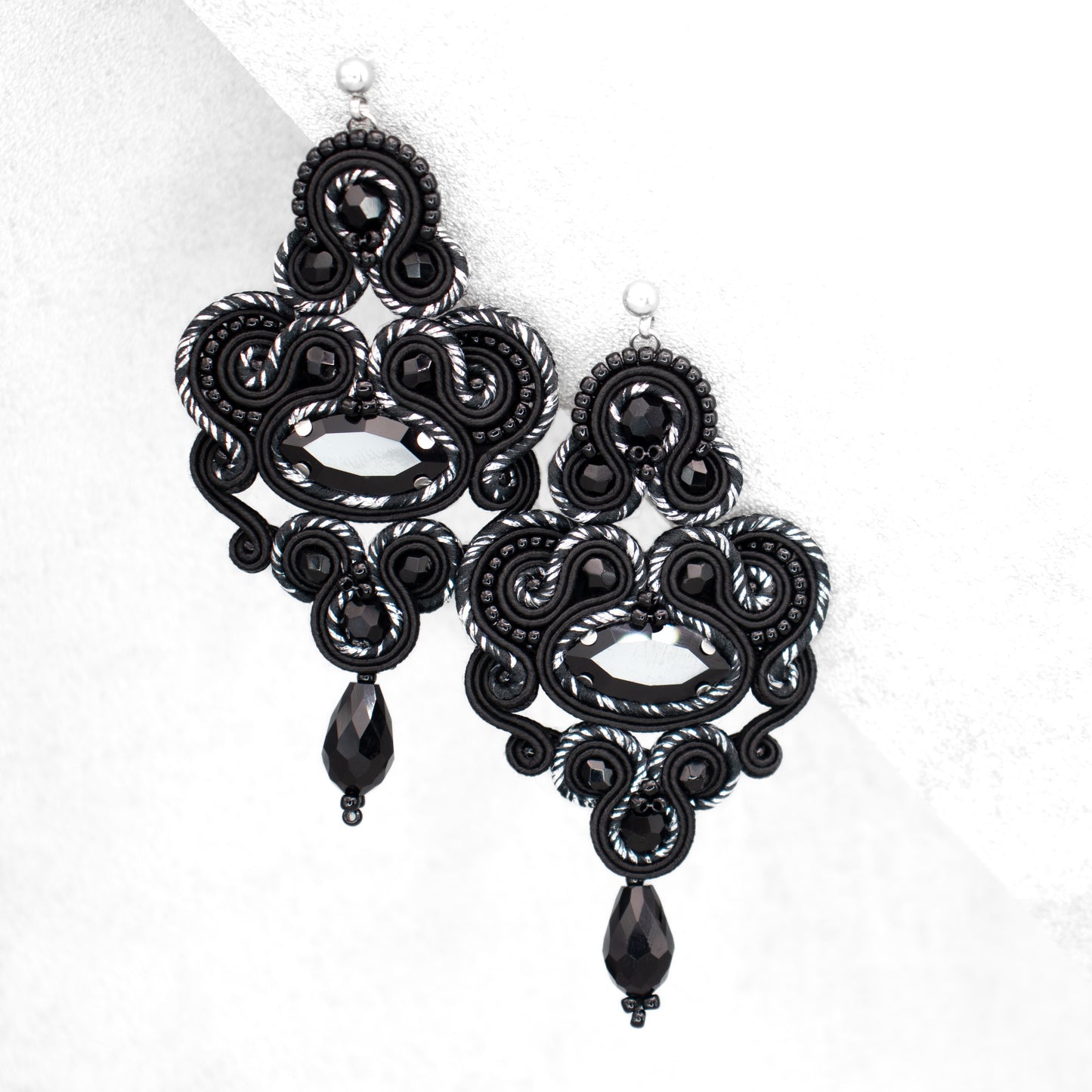 Black and Silver Soutache Earrings – Unique and Exclusive Jewellery