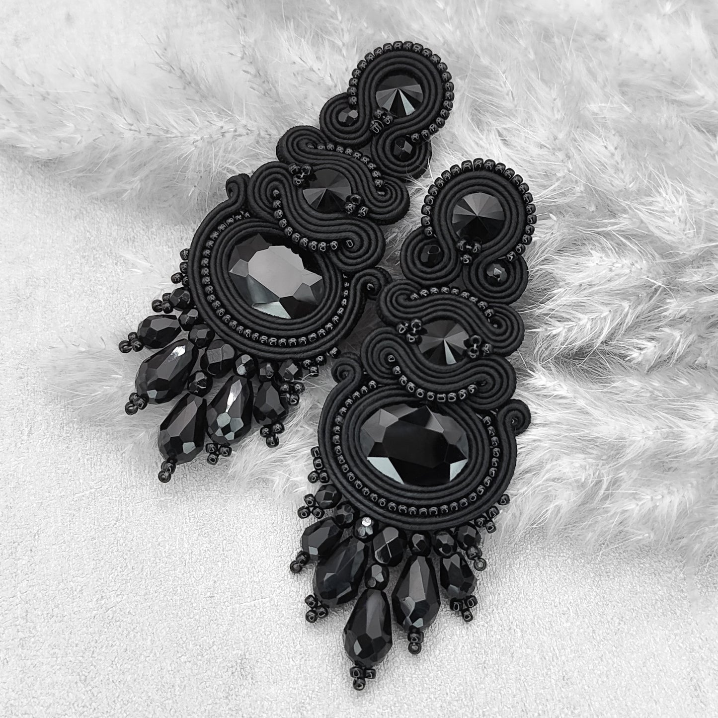 Original Handmade Black Soutache Earrings – Ethnic Style