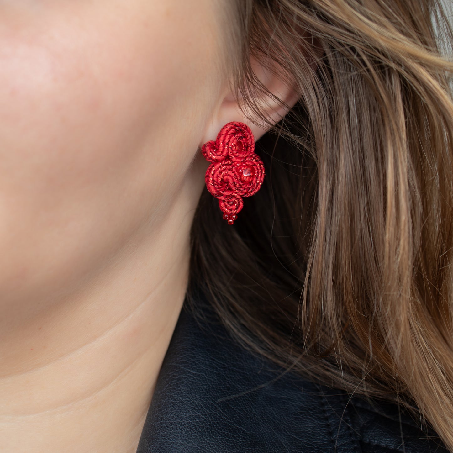 Handmade Red Soutache Earrings – Chic and Statement Jewellery