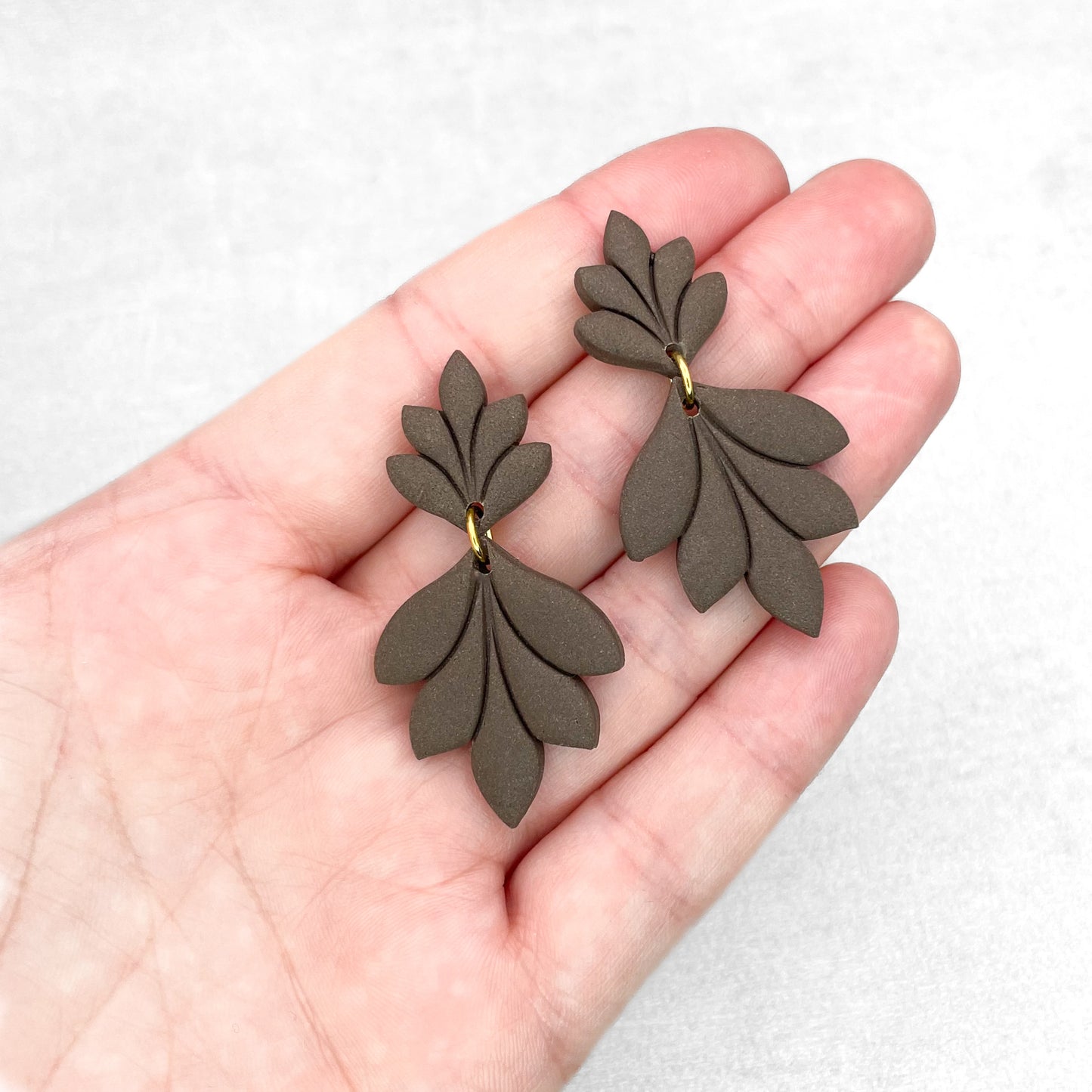 Handmade Brown Leaf Earrings – Polymer Clay Jewellery