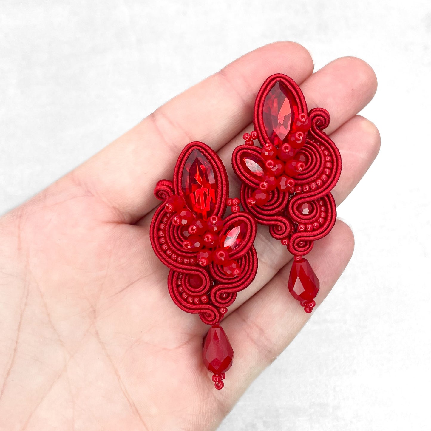 Handmade Red Soutache Earrings – Unique and Statement Jewellery