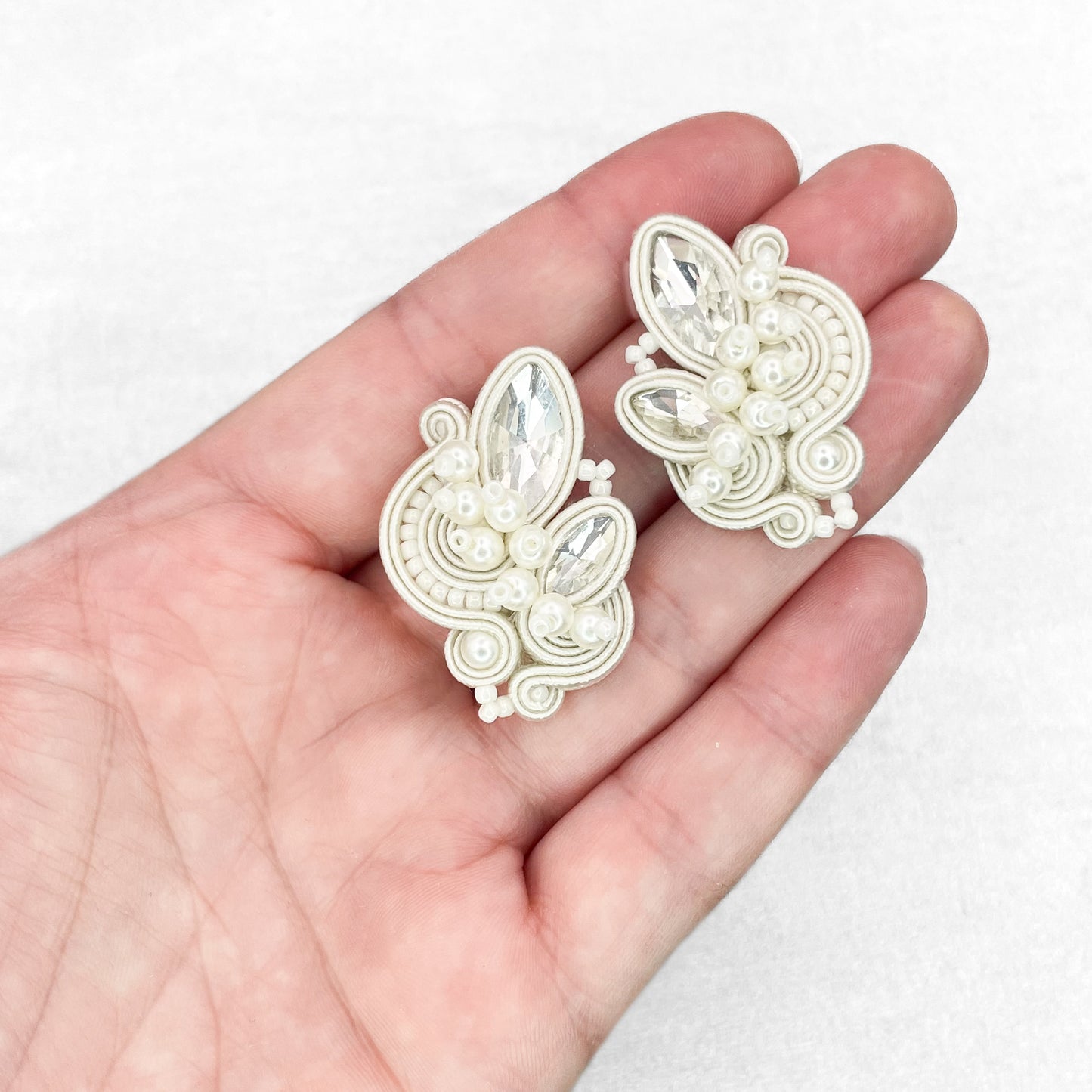 Handmade Ivory Soutache Bridal Earrings – Elegant and Sophisticated Jewellery