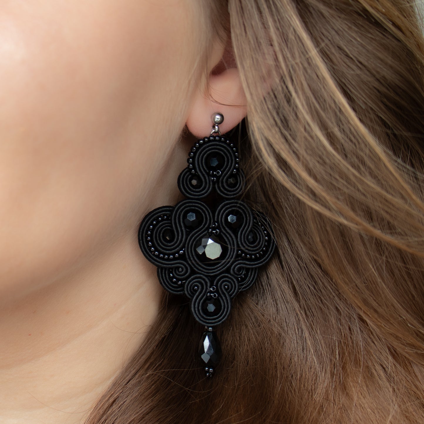 Handmade Black Soutache Earrings – Unique and Sophisticated Jewellery