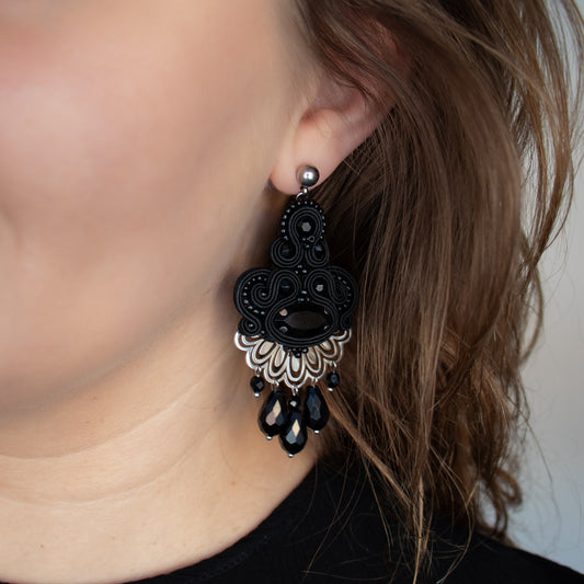 Black soutache earrings. Original and exclusive earrings.