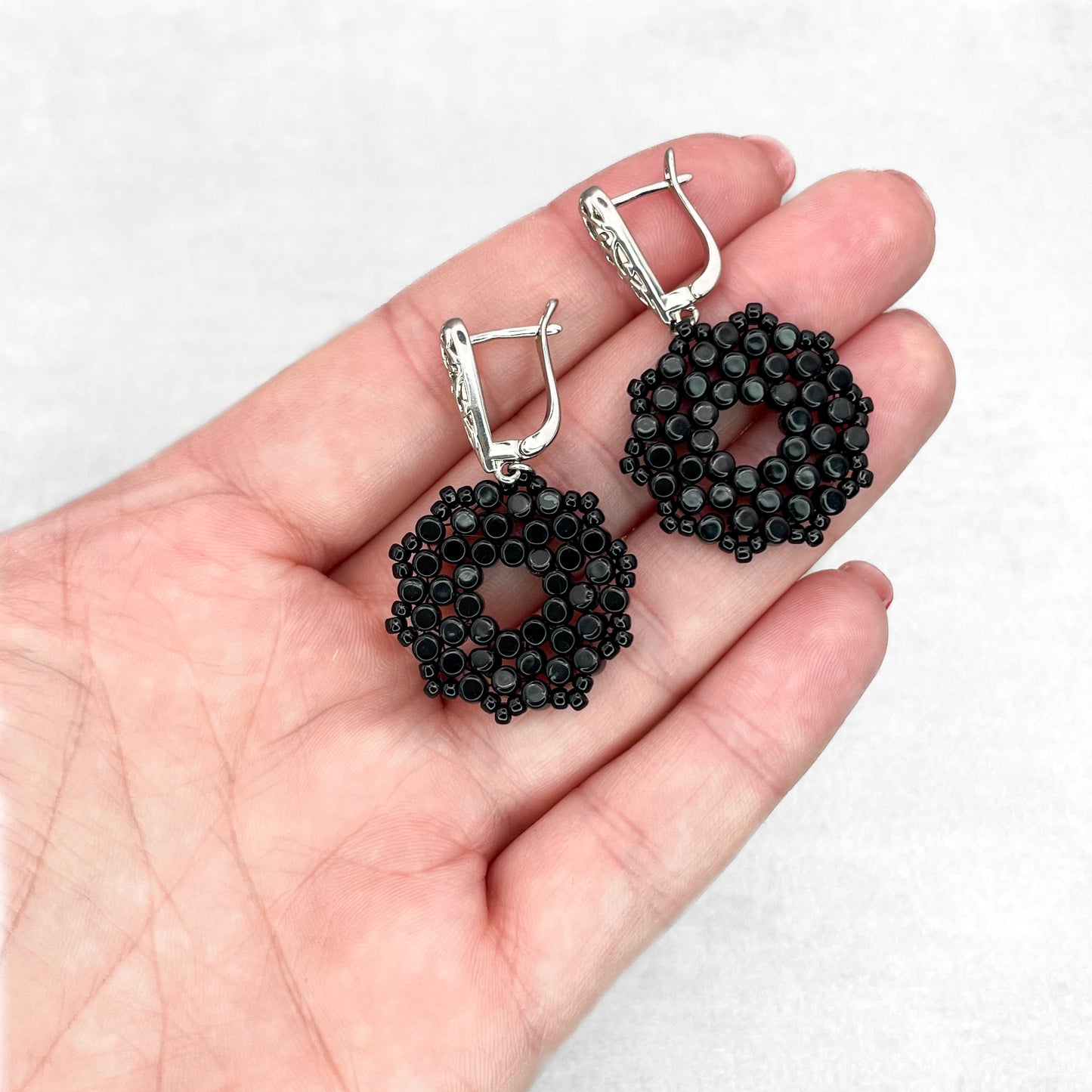 Unique Black Handmade Earrings with MINOS PAR PUCA Beads