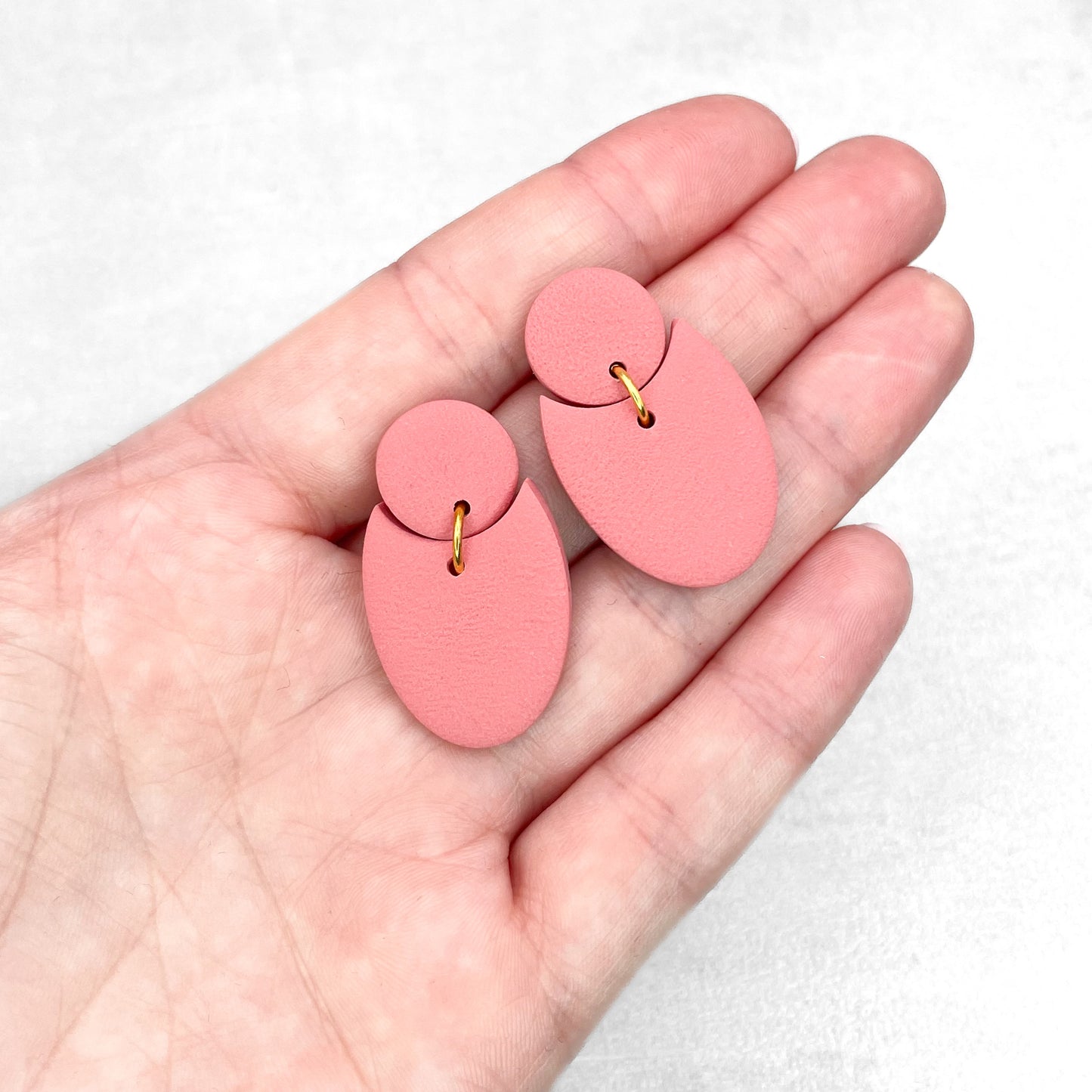 Handmade Peach Geometric Earrings – Elegant Polymer Clay Jewellery