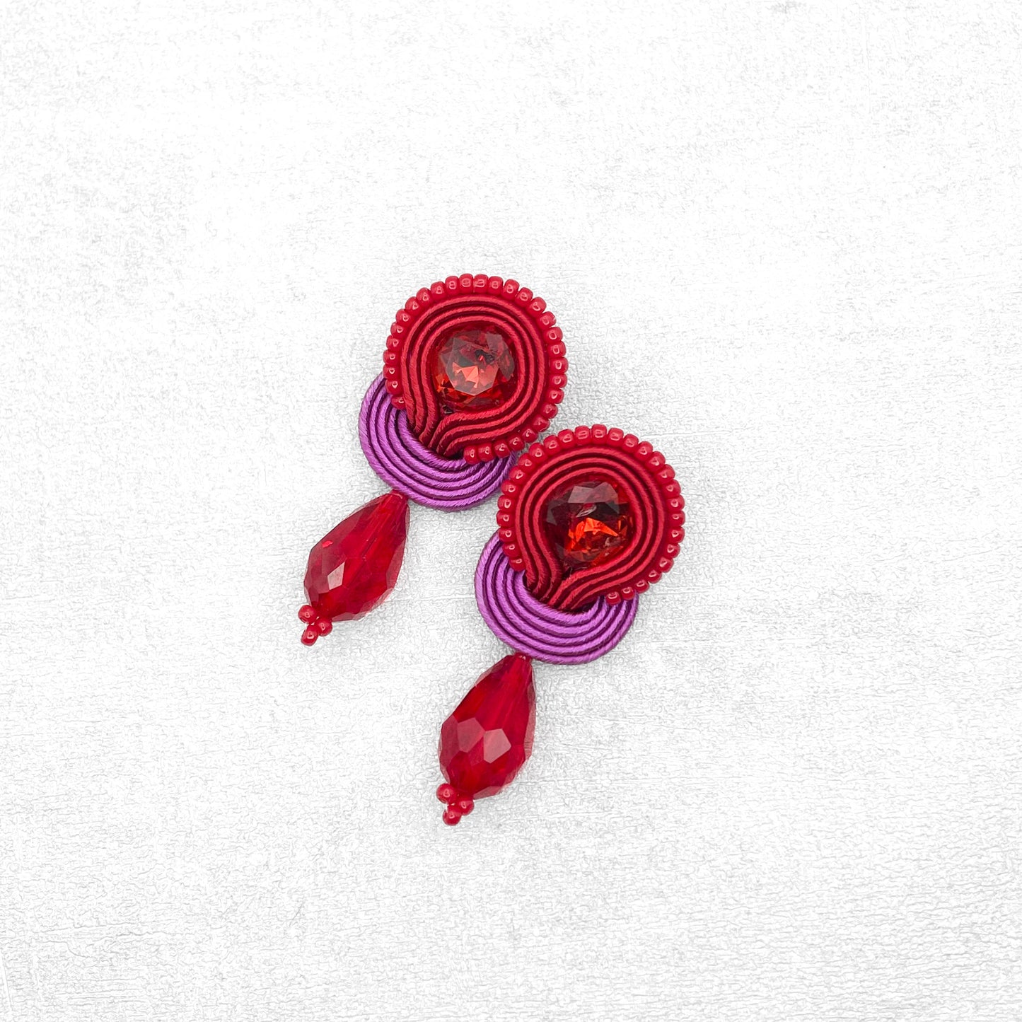 Handmade Red and Magenta Soutache Earrings – Chic and Unique Jewellery