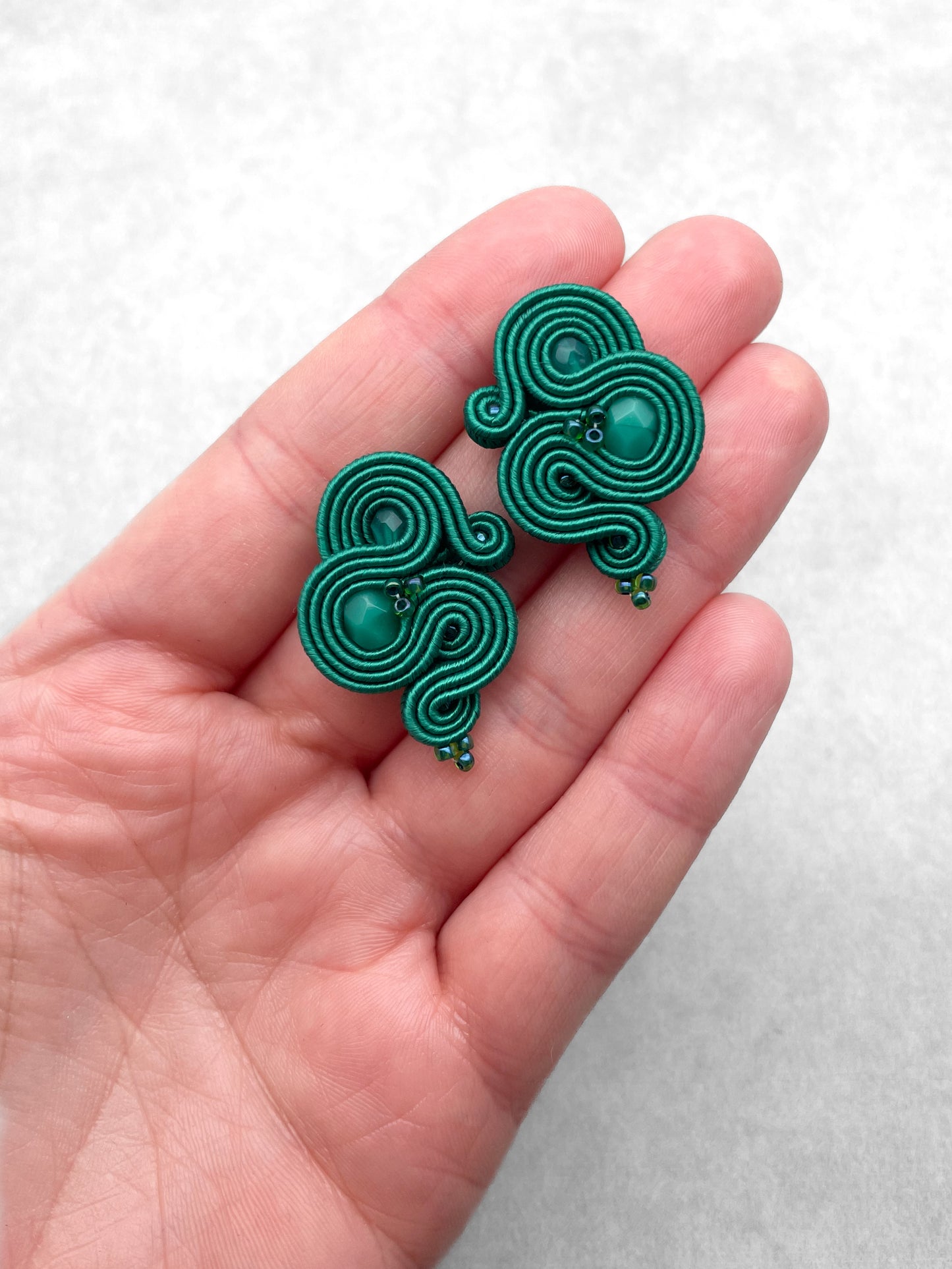 Handmade Emerald Soutache Earrings – Timeless Elegance