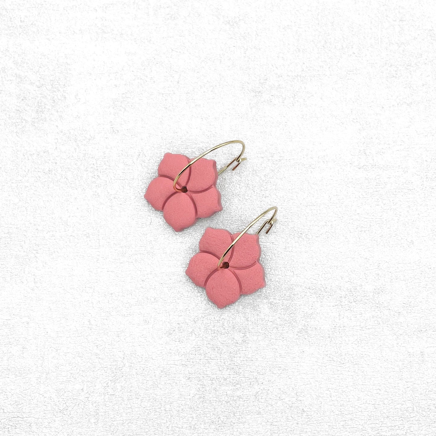 Handmade Peach Hibiscus Earrings – Flower Polymer Clay Jewellery