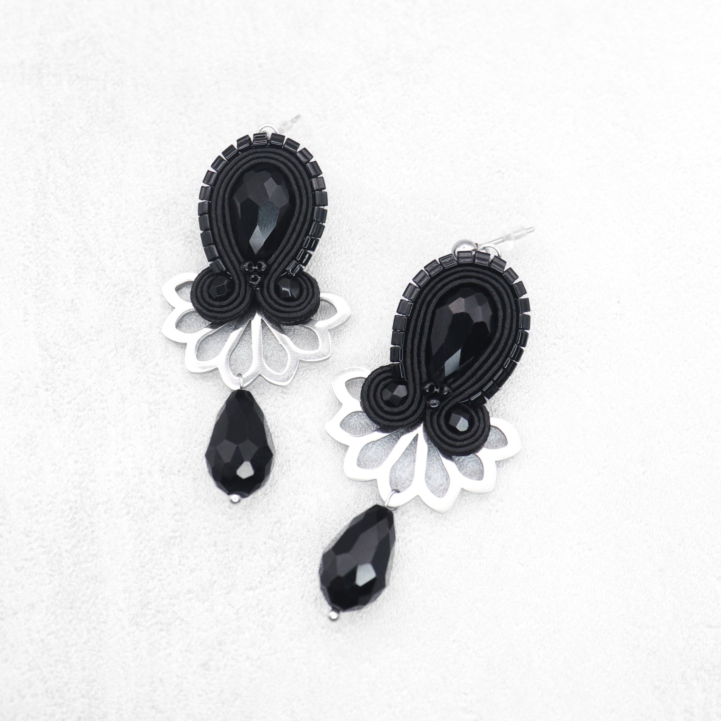 Handmade Black Soutache Earrings with Charms – Chic and Original Jewellery