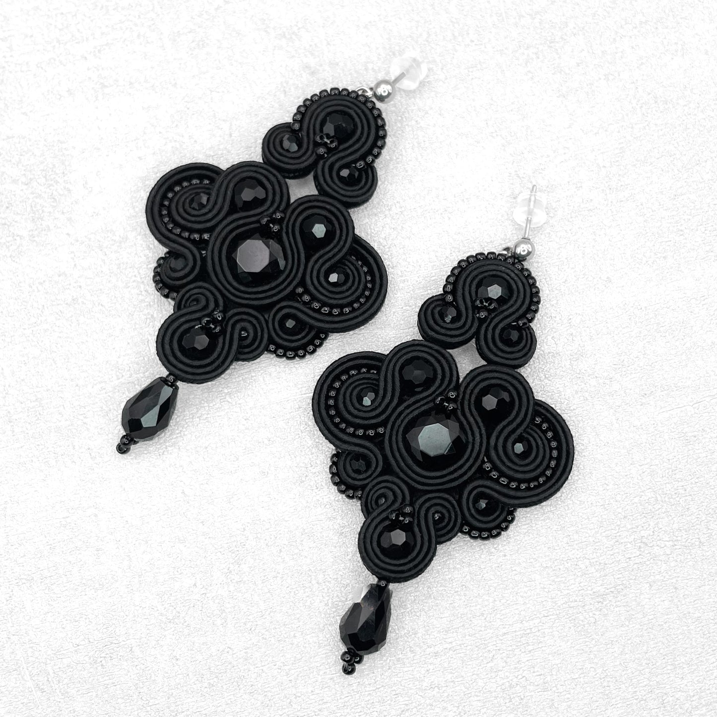 Exclusive Handmade Black Soutache Earrings – Modern Ethnic Style