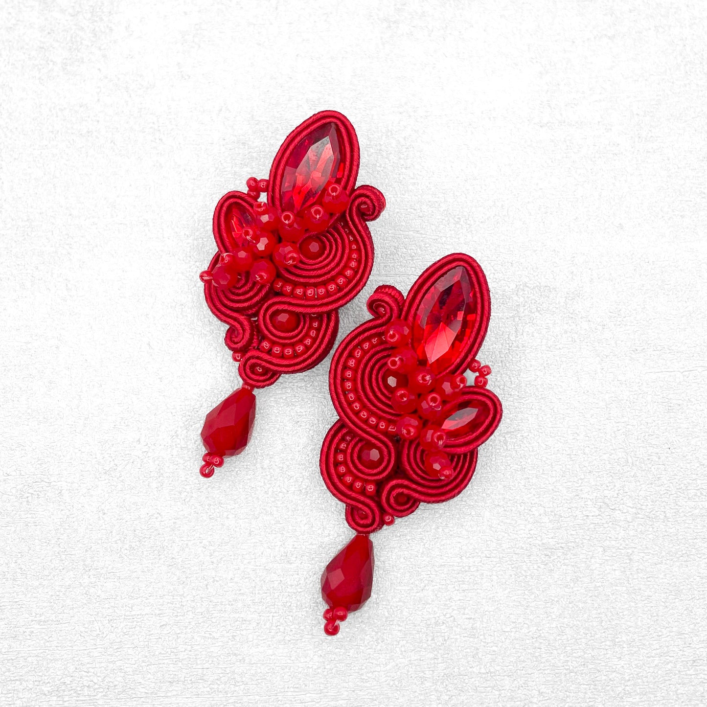 Handmade Red Soutache Earrings – Unique and Statement Jewellery