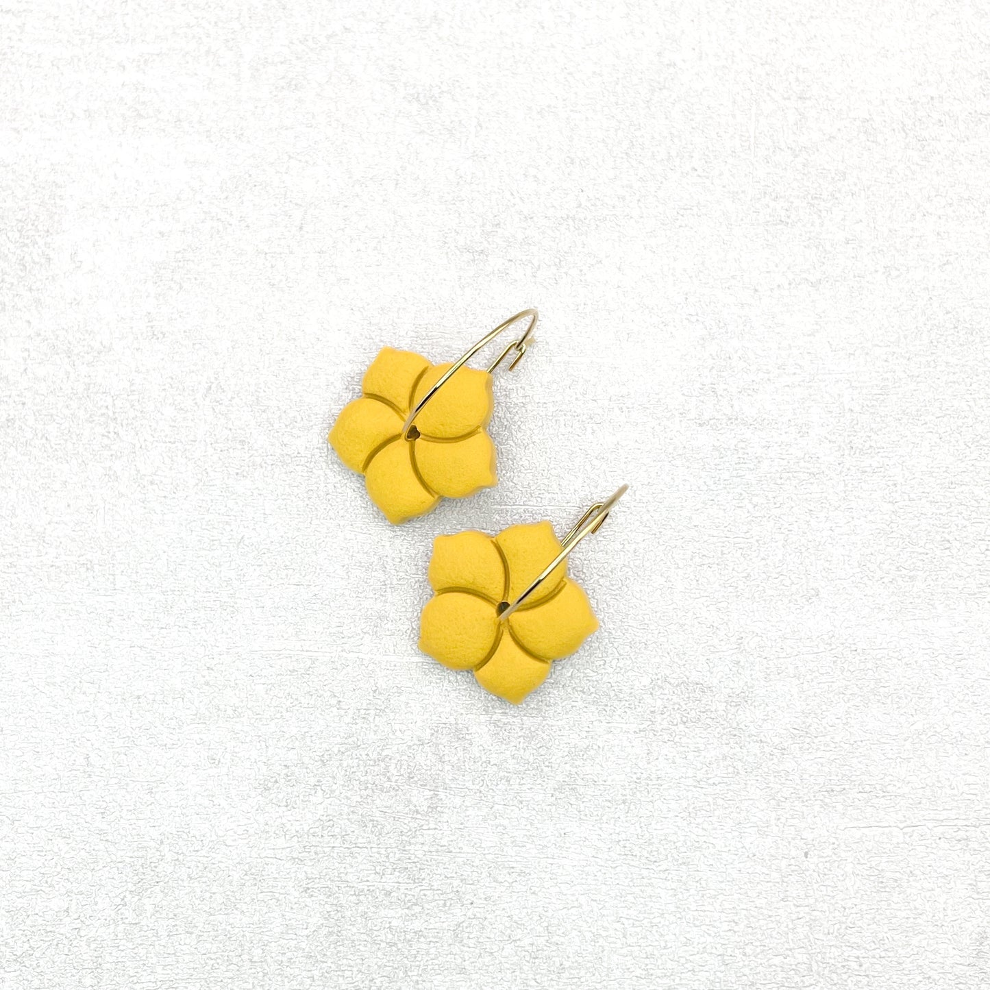 Handmade Yellow Hibiscus Earrings – Flower Polymer Clay Jewellery
