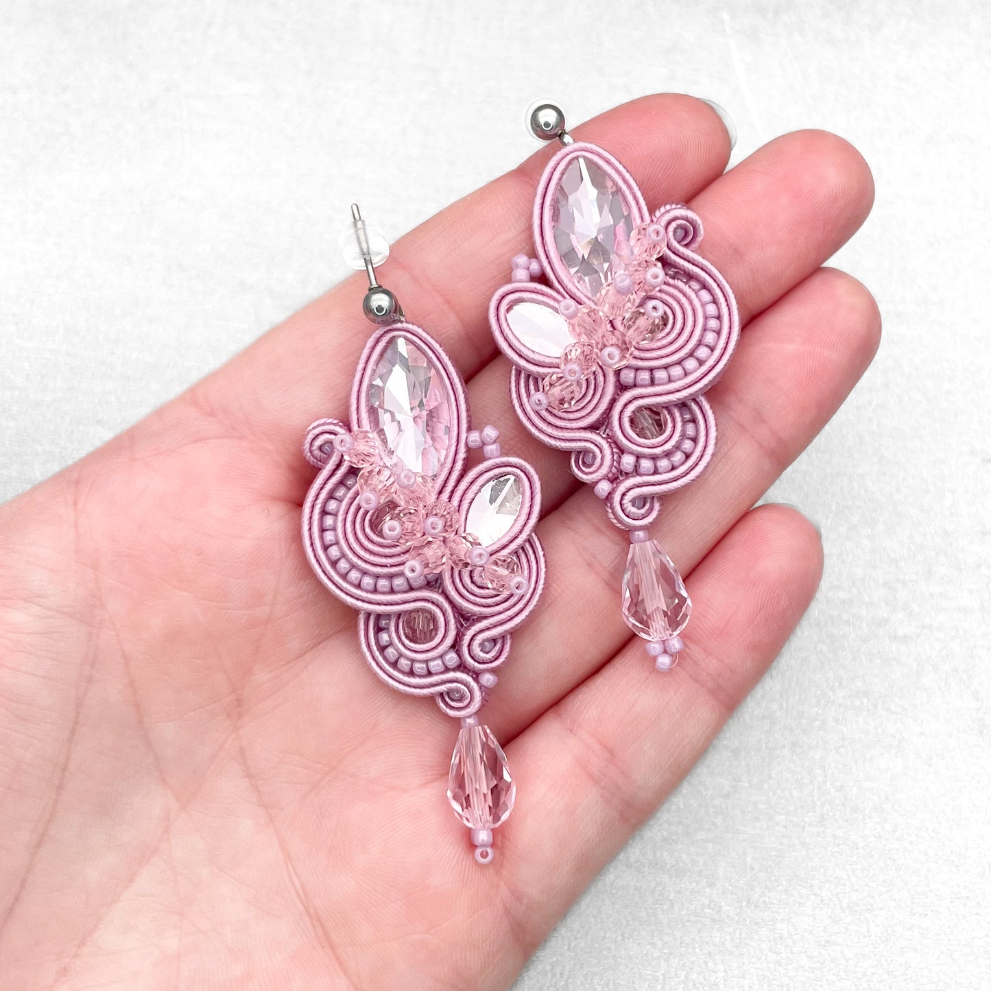 Handmade Mauve Soutache Earrings – Sophisticated and Chic Jewellery
