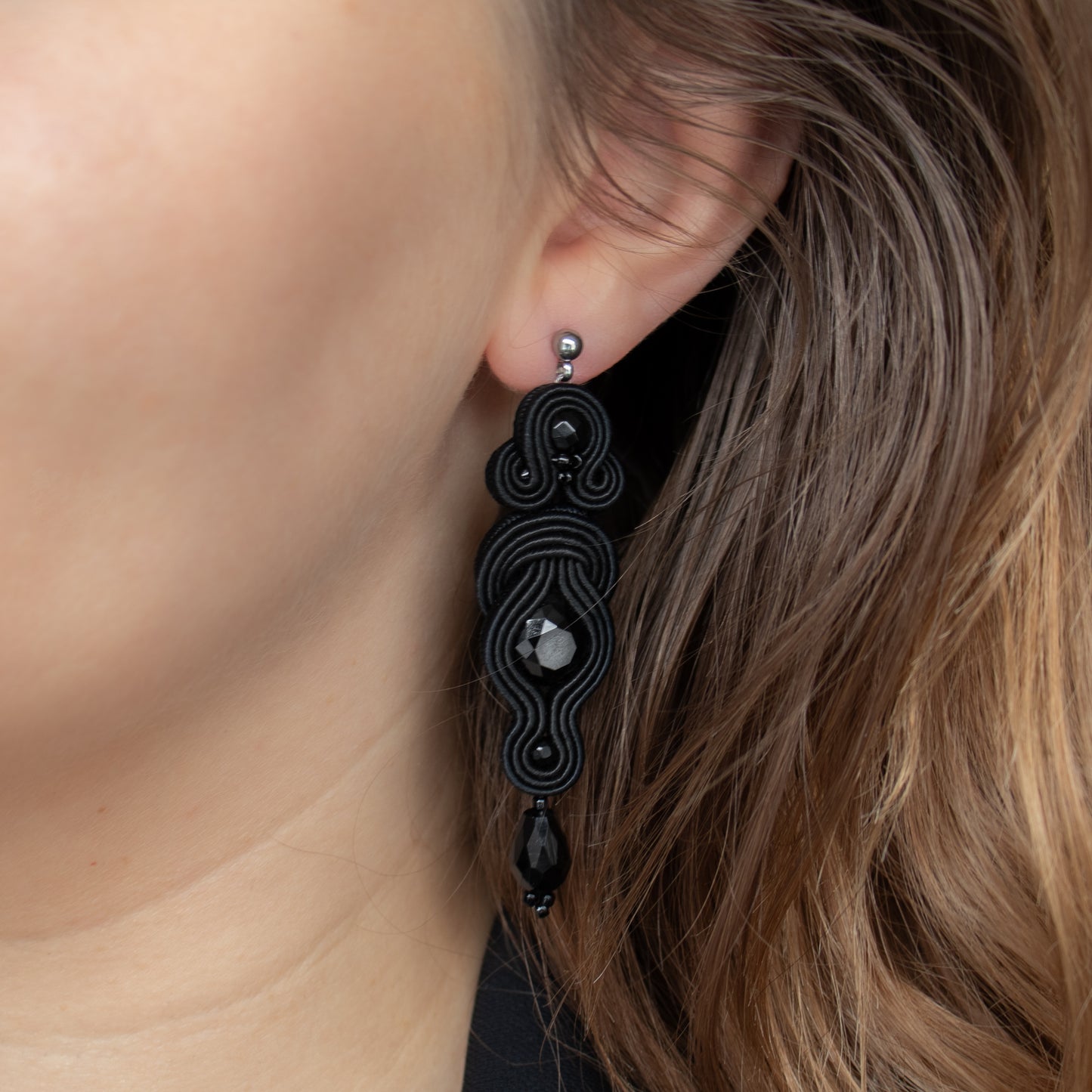 Handmade Black Soutache Earrings – Unique and Elegant Jewellery