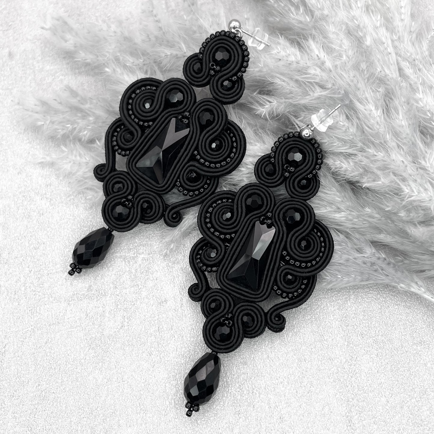 Handmade Black Soutache Earrings - Exclusive and Luxury Jewellery