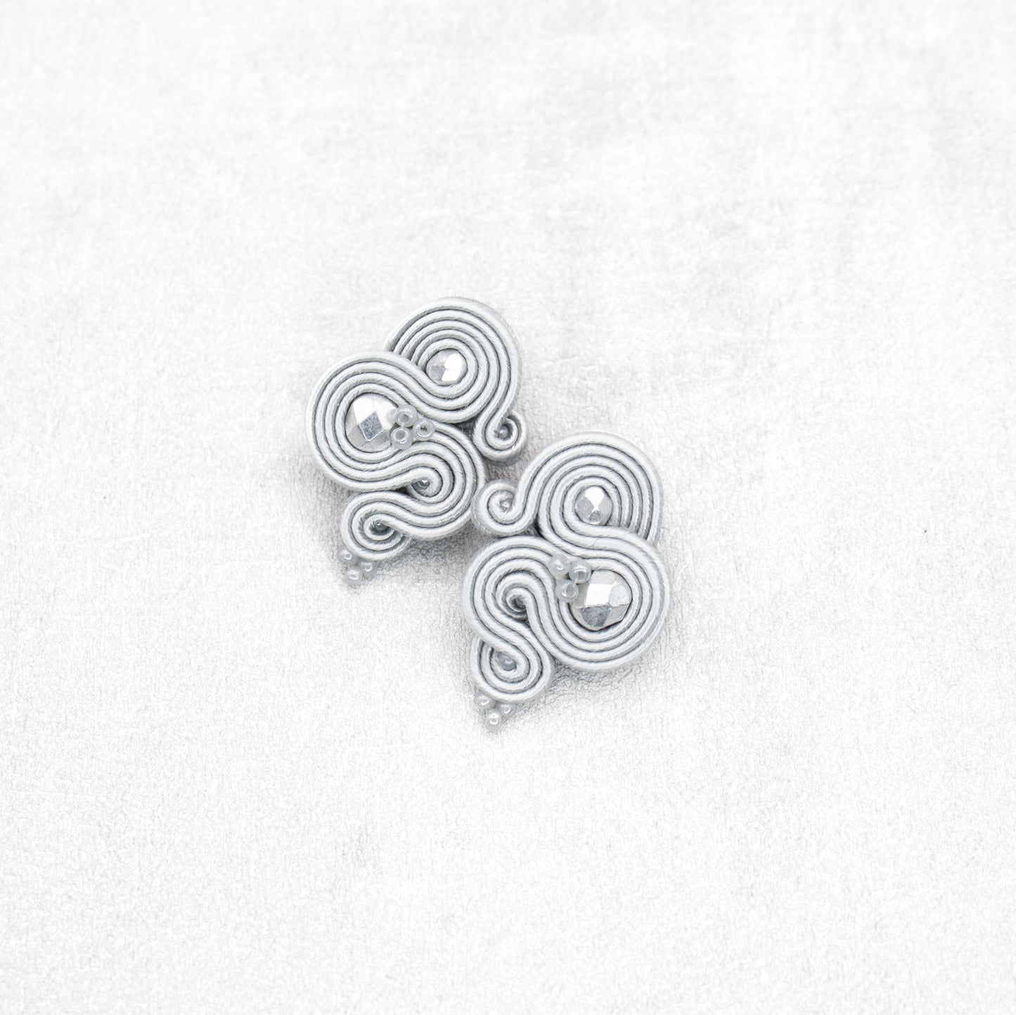 Handmade Light Grey Soutache Earrings – Casual Elegance Jewellery