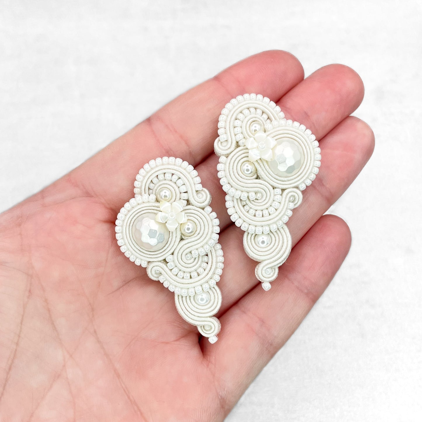 Handmade Ivory Soutache Bridal Earrings – Romantic and Elegant Jewellery