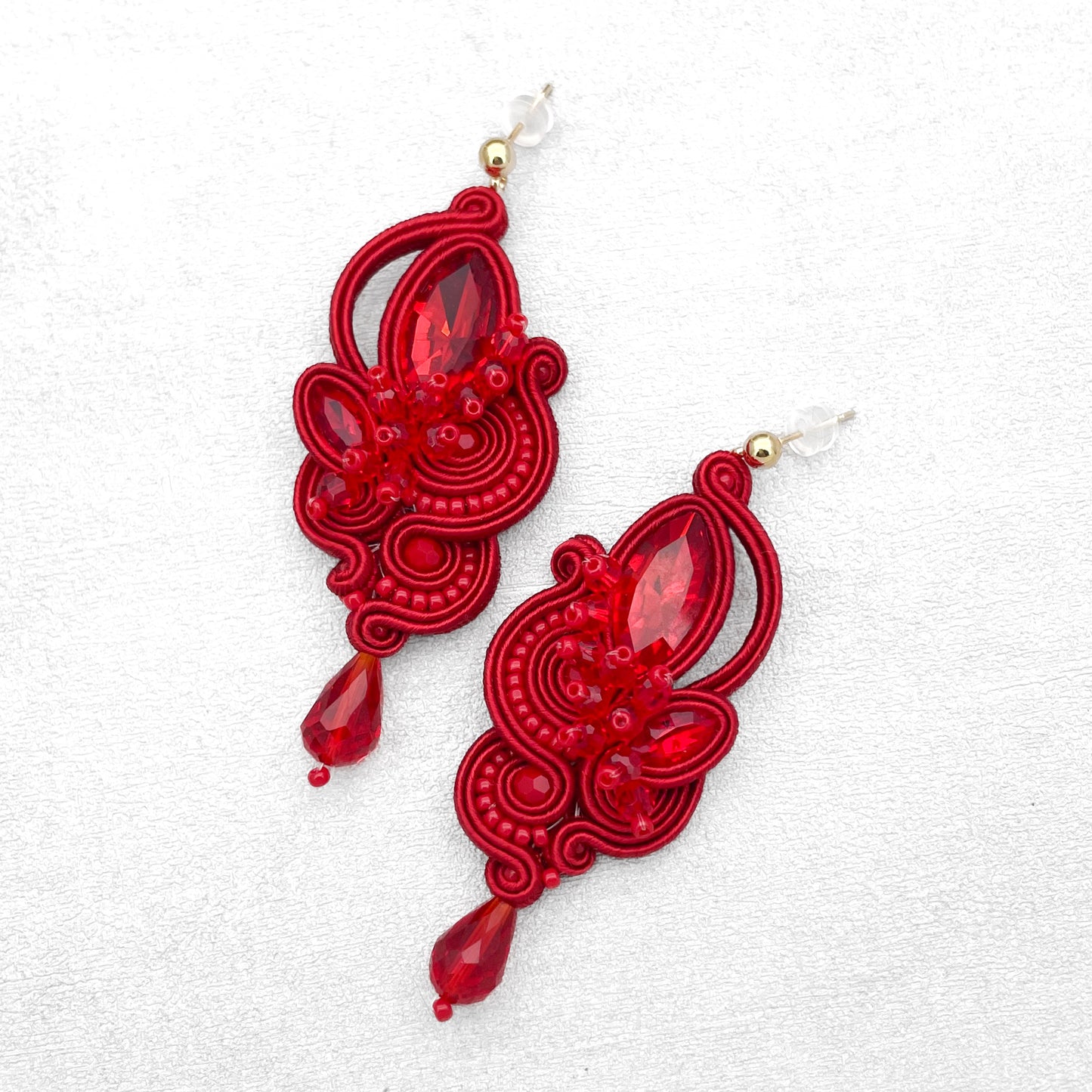 Handmade Red Soutache Earrings – Exclusive and Statement Jewellery