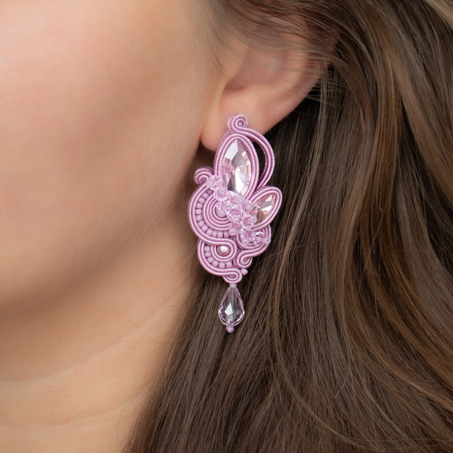Handmade Mauve Soutache Earrings – Luxurious and Chic Jewellery