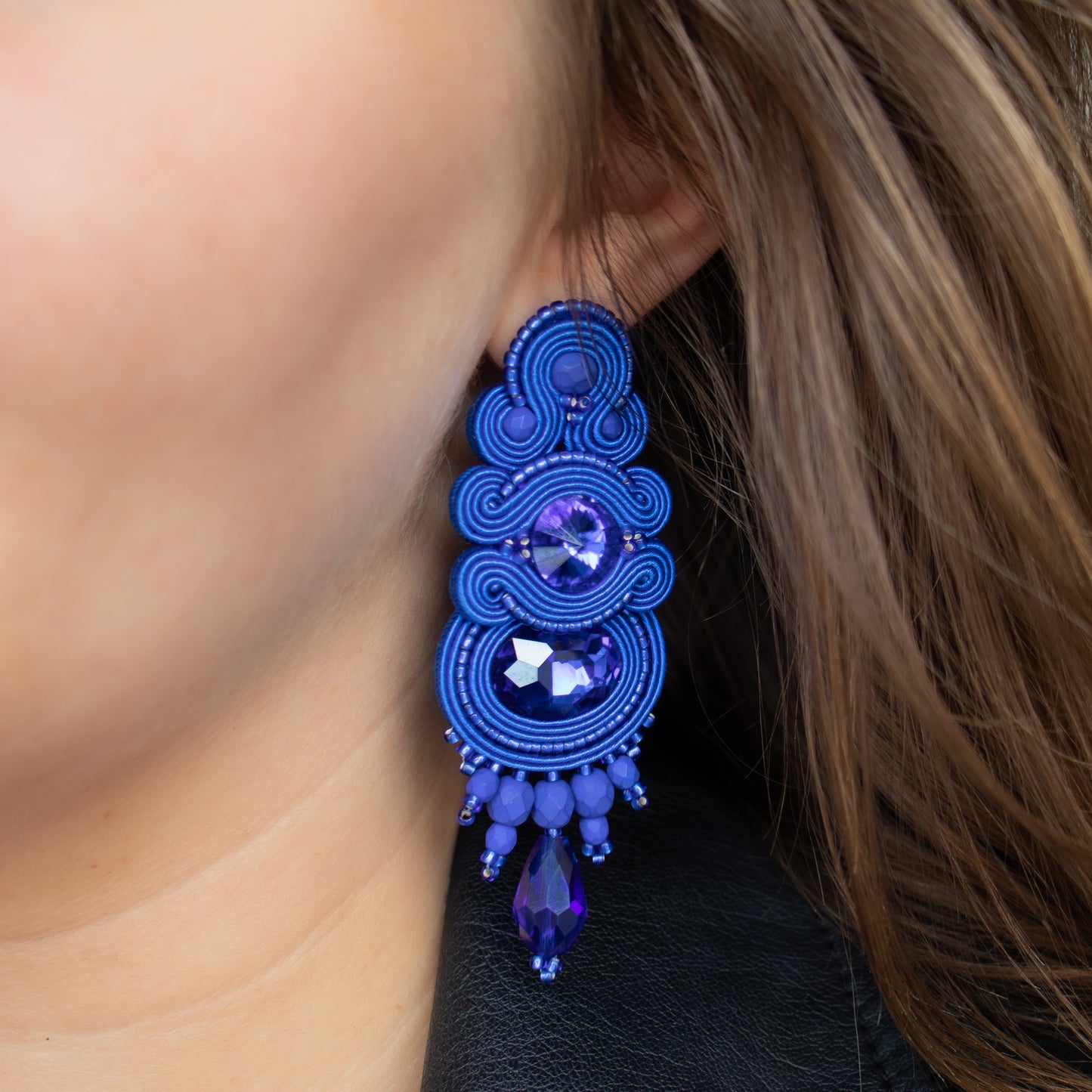 Handmade Cobalt Soutache Earrings – Unique and Statement Jewellery