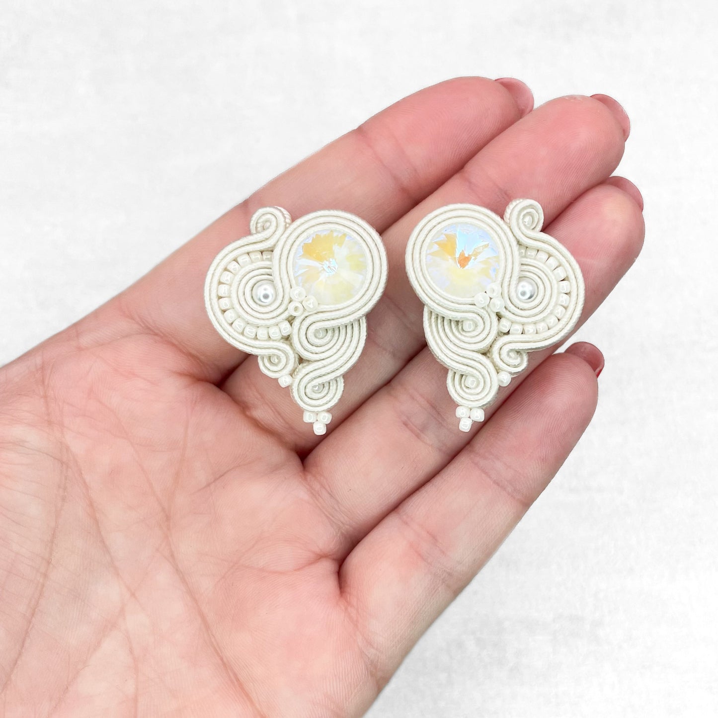Handmade Ivory Soutache Bridal Earrings – Elegant and Distinctive Jewellery