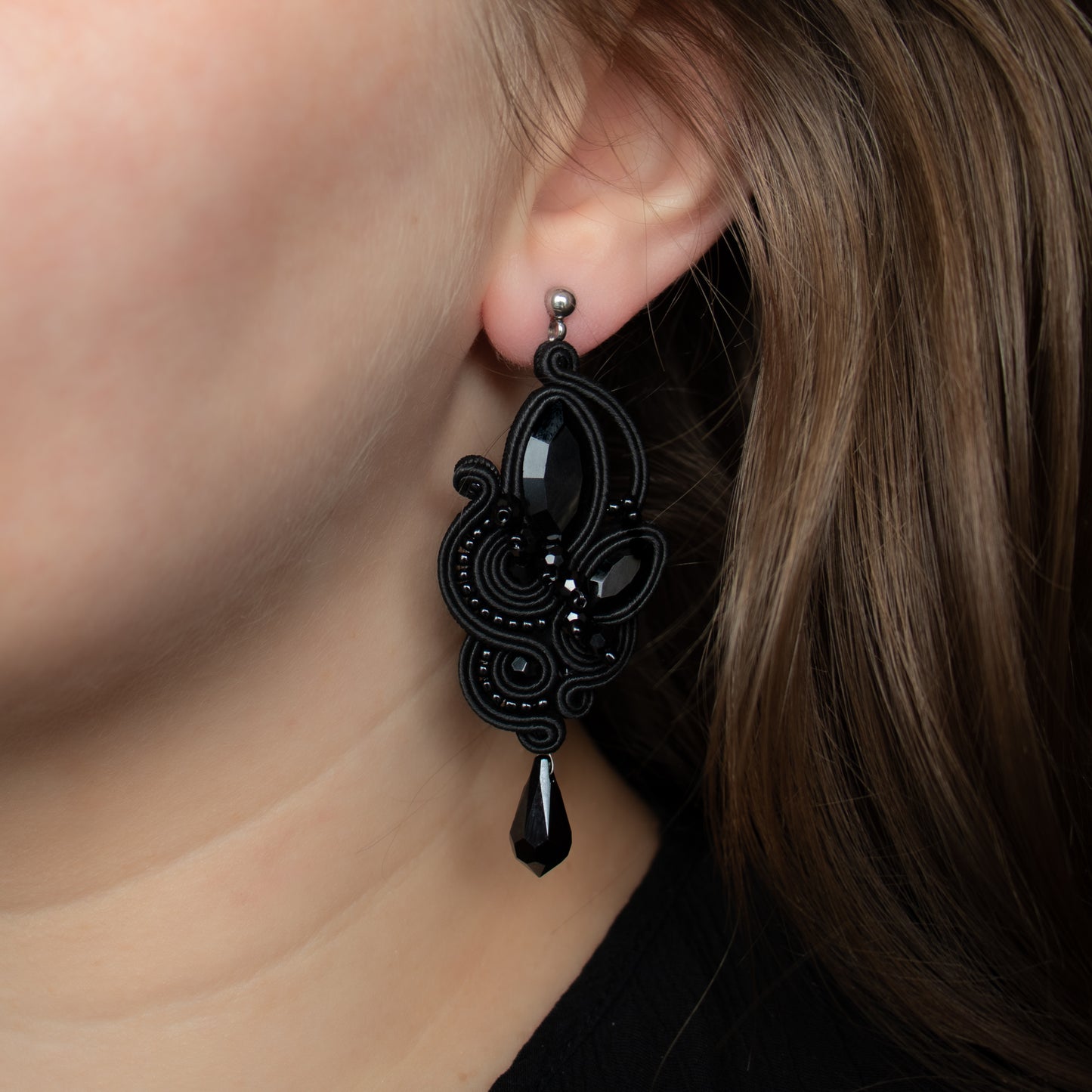 Handmade Black Soutache Earrings – Exclusive Jewellery