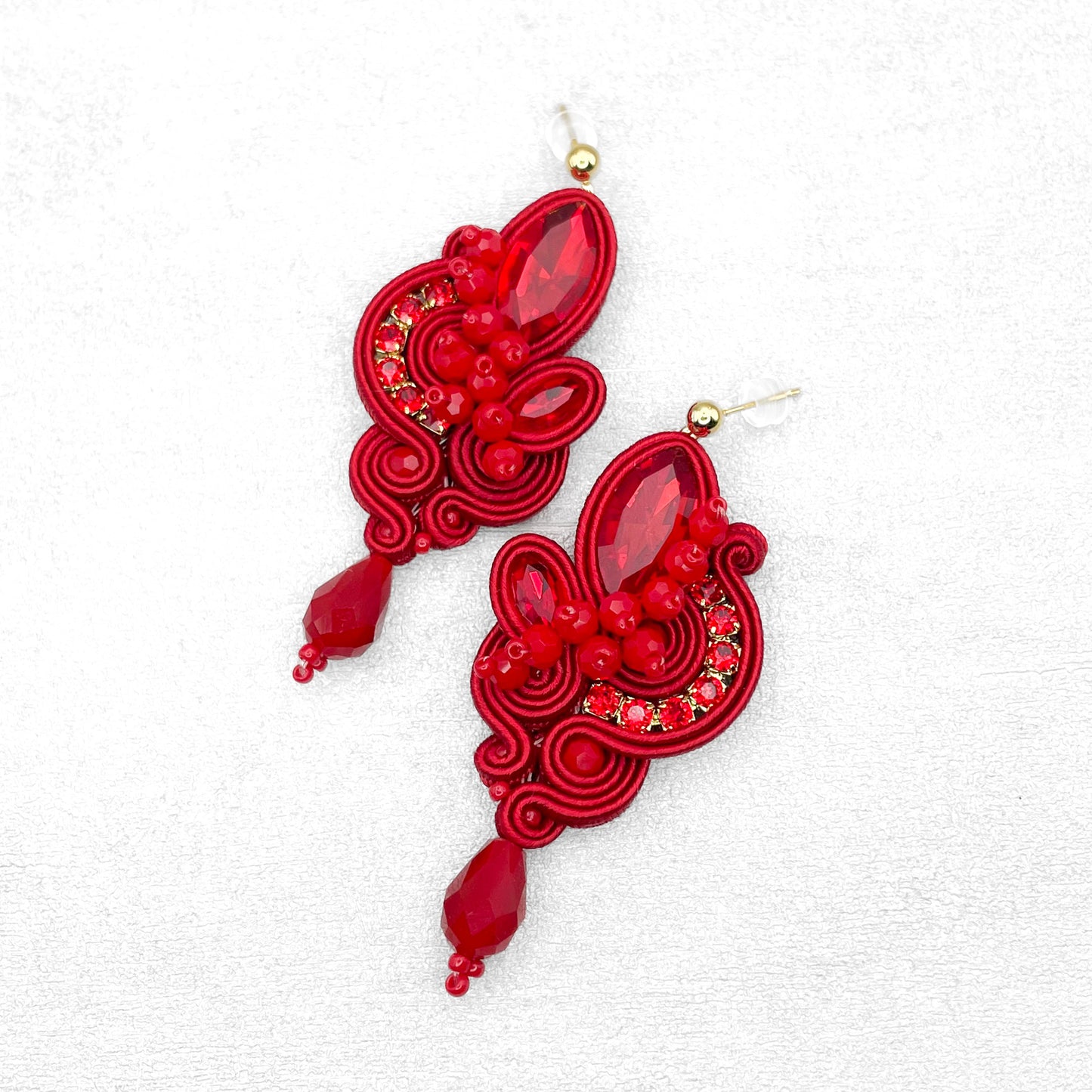 Handmade Red Soutache Earrings – Exclusive and Statement Jewellery