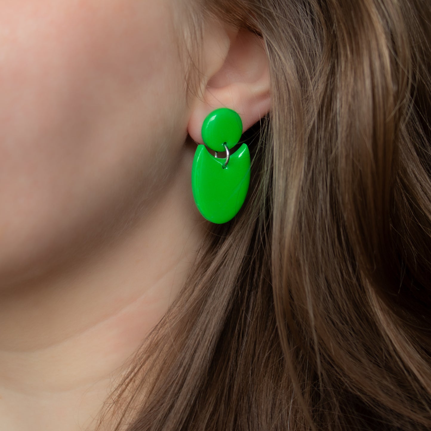 Handmade Geometric Earrings – Fresh Green Polymer Clay Jewellery