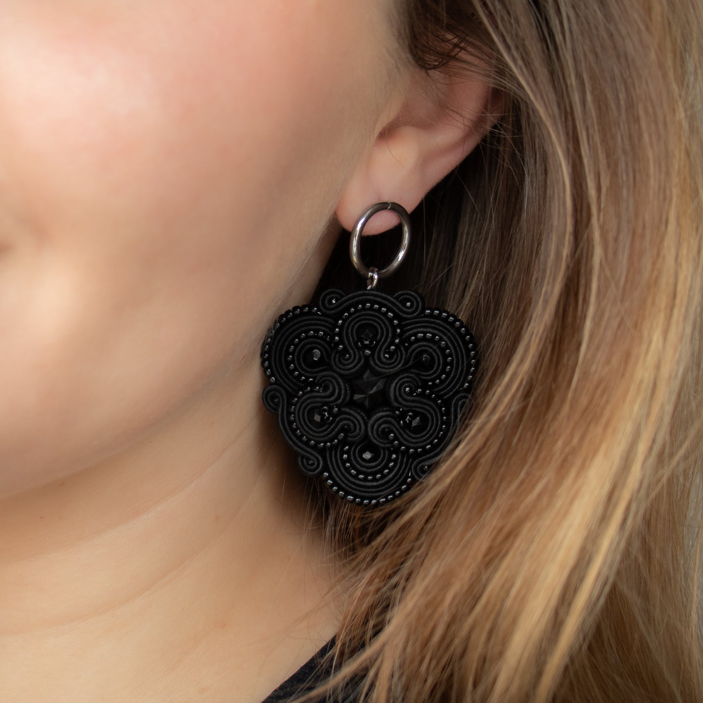 Handmade Black Soutache Earrings – Luxurious and Lightweight Jewellery